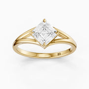 Brielle Asscher Cut Solitaire Moissanite Ring with Split Shank
