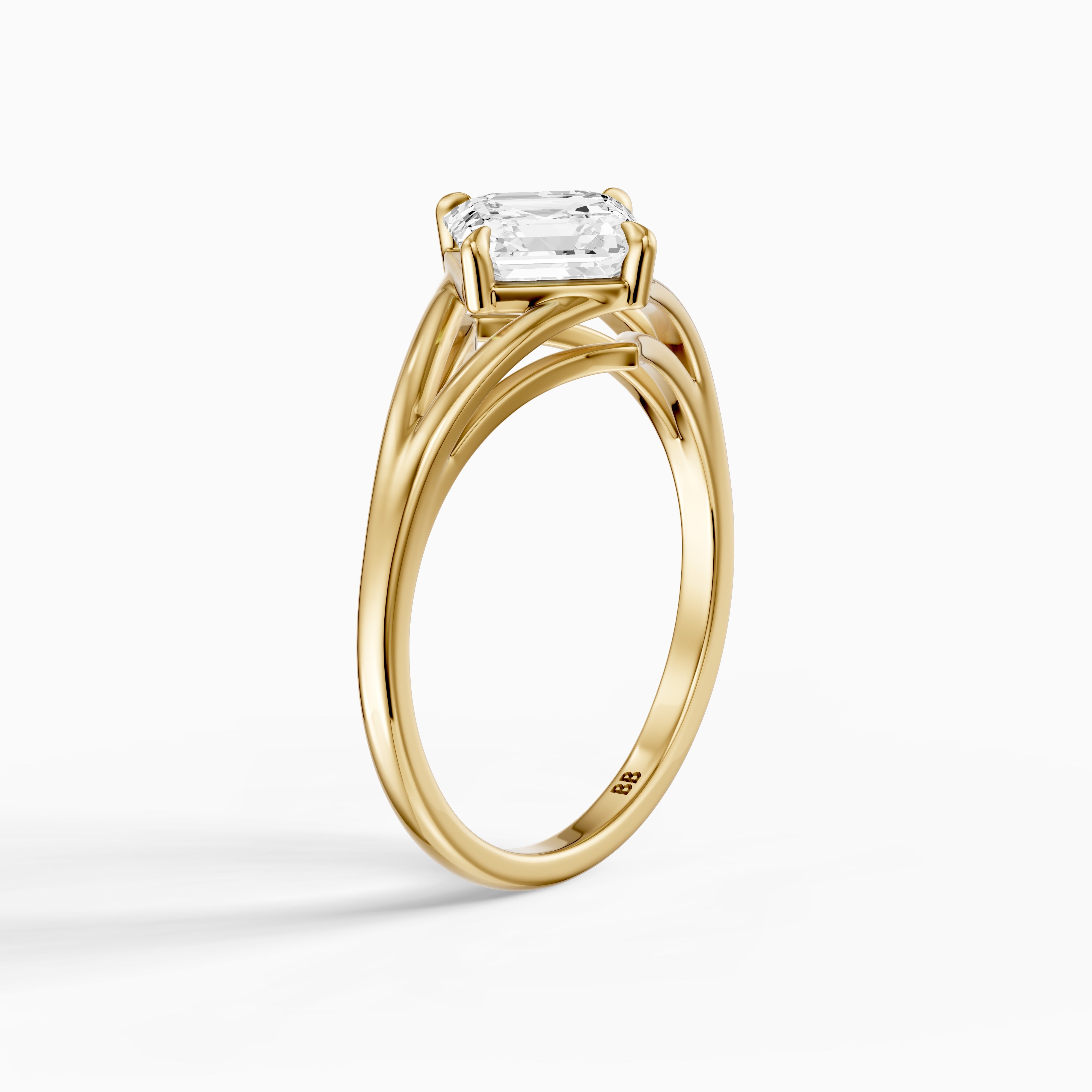 Brielle Asscher Cut Solitaire Moissanite Ring with Split Shank
