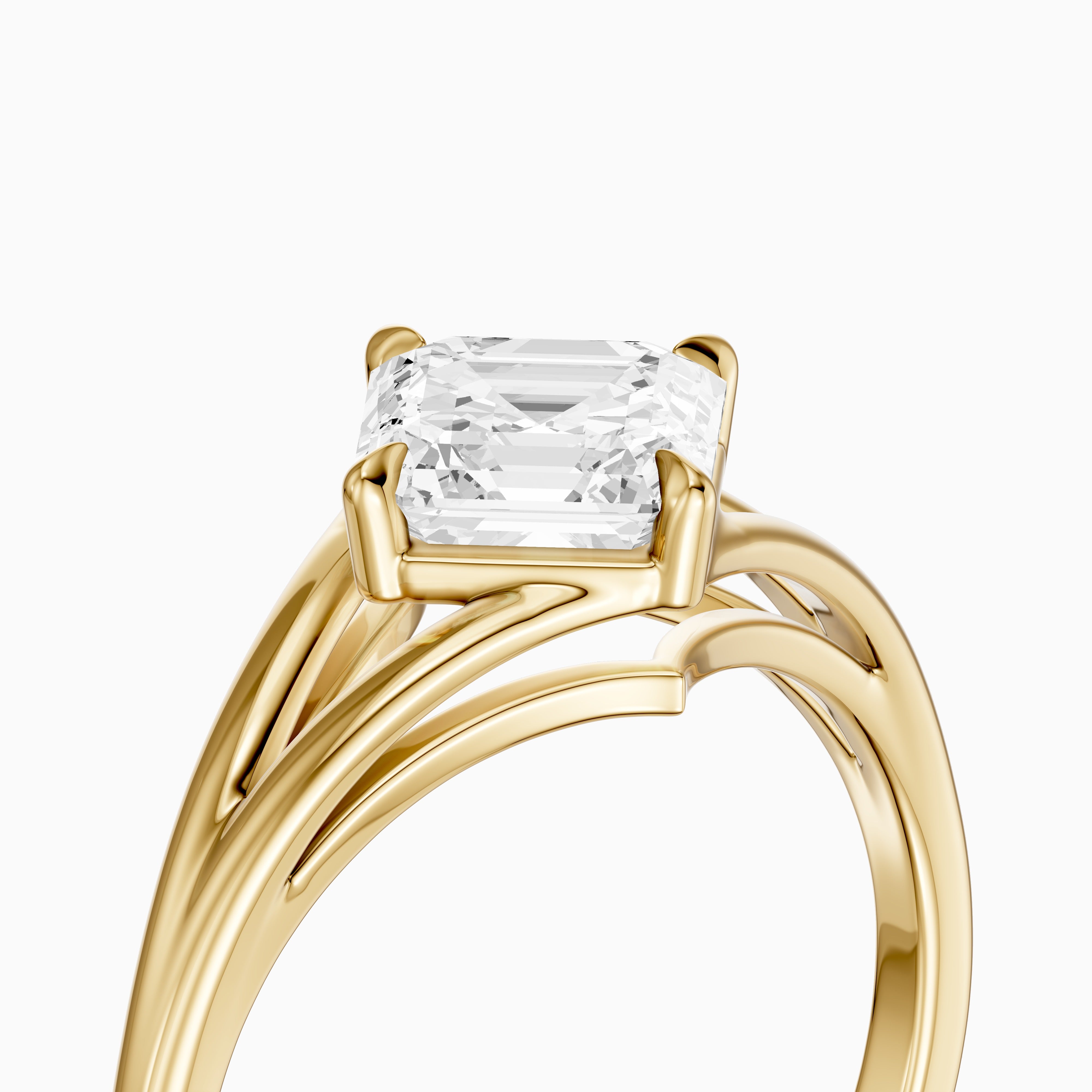 Brielle Asscher Cut Solitaire Lab Diamond Ring with Split Shank