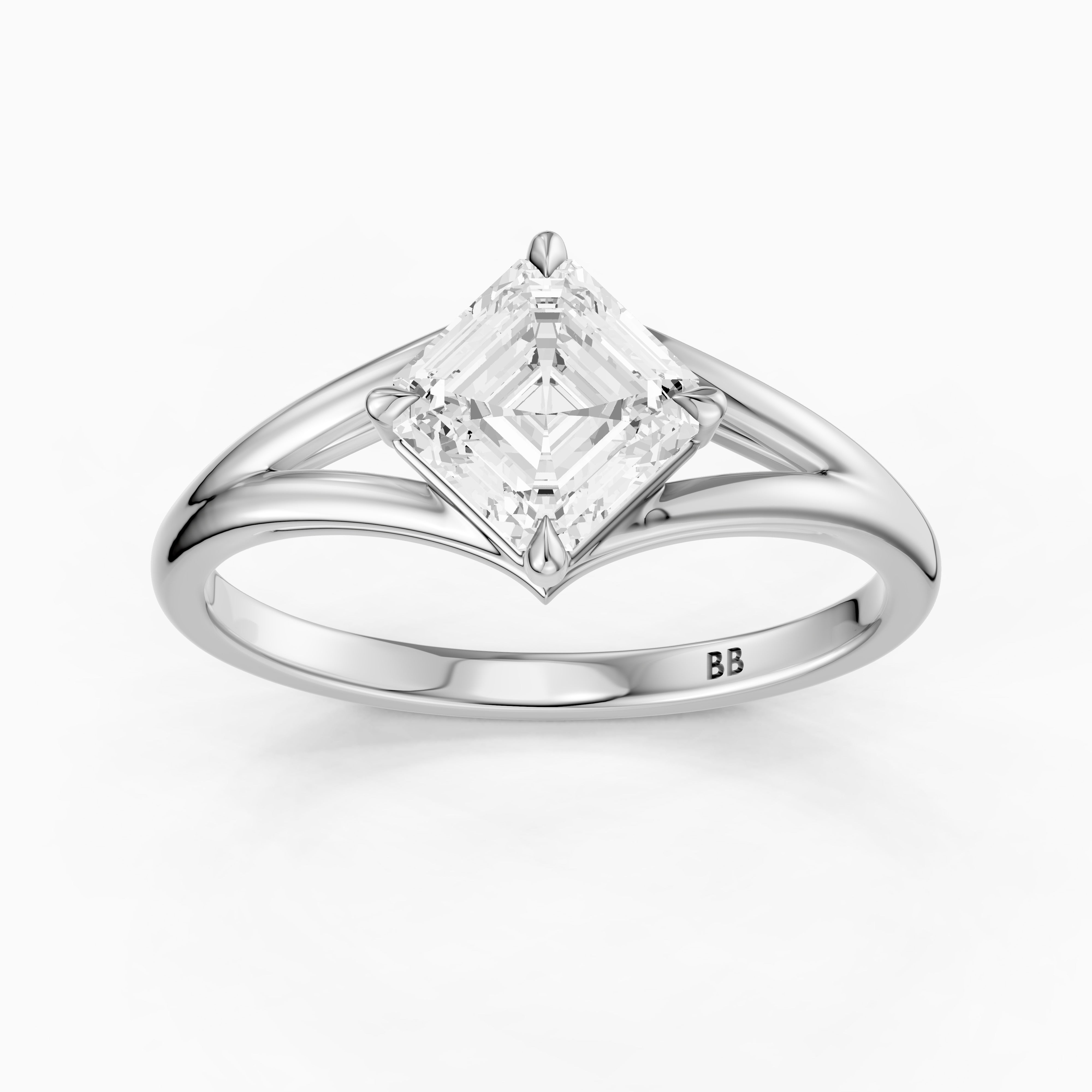 Brielle Asscher Cut Solitaire Lab Diamond Ring with Split Shank