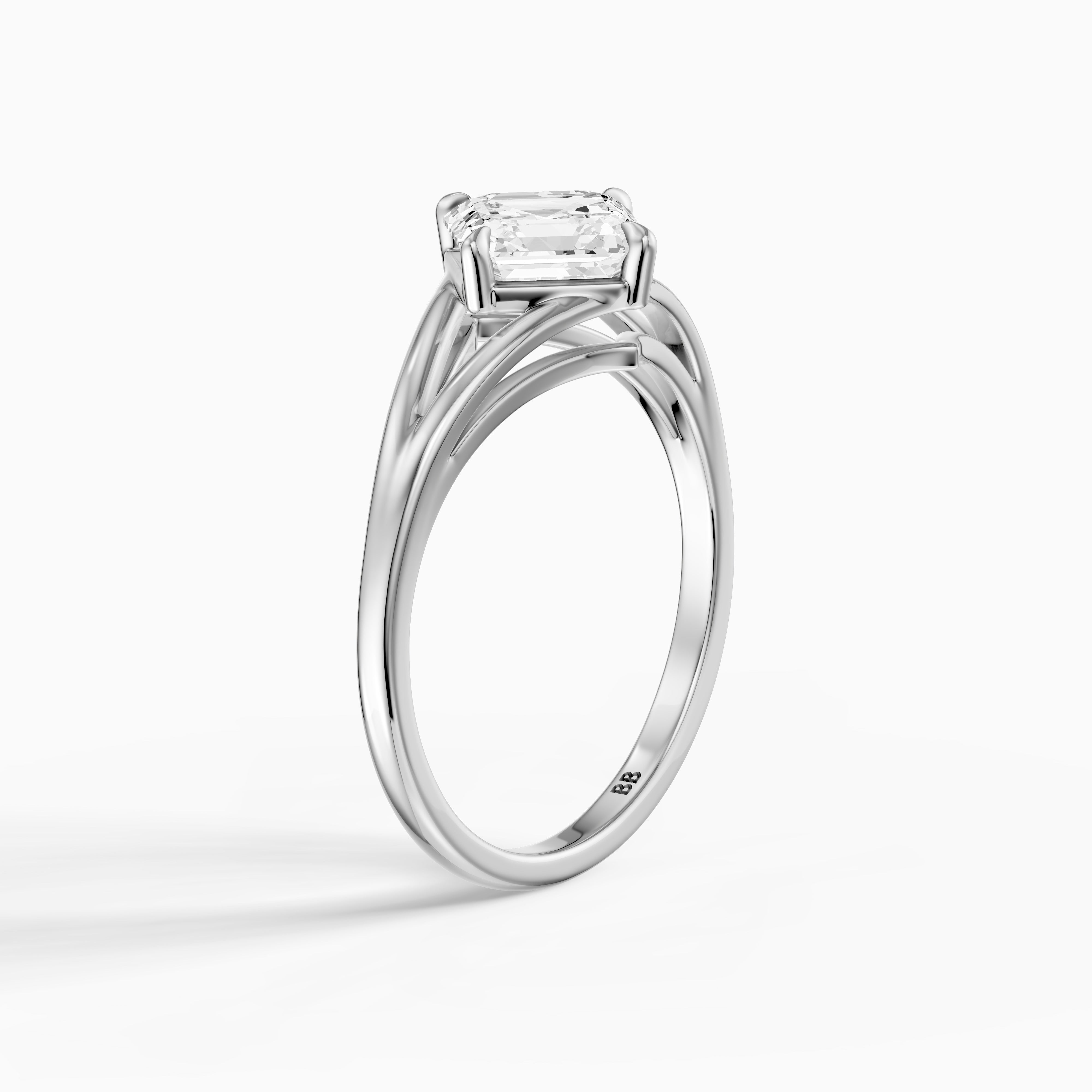 Brielle Asscher Cut Solitaire Lab Diamond Ring with Split Shank