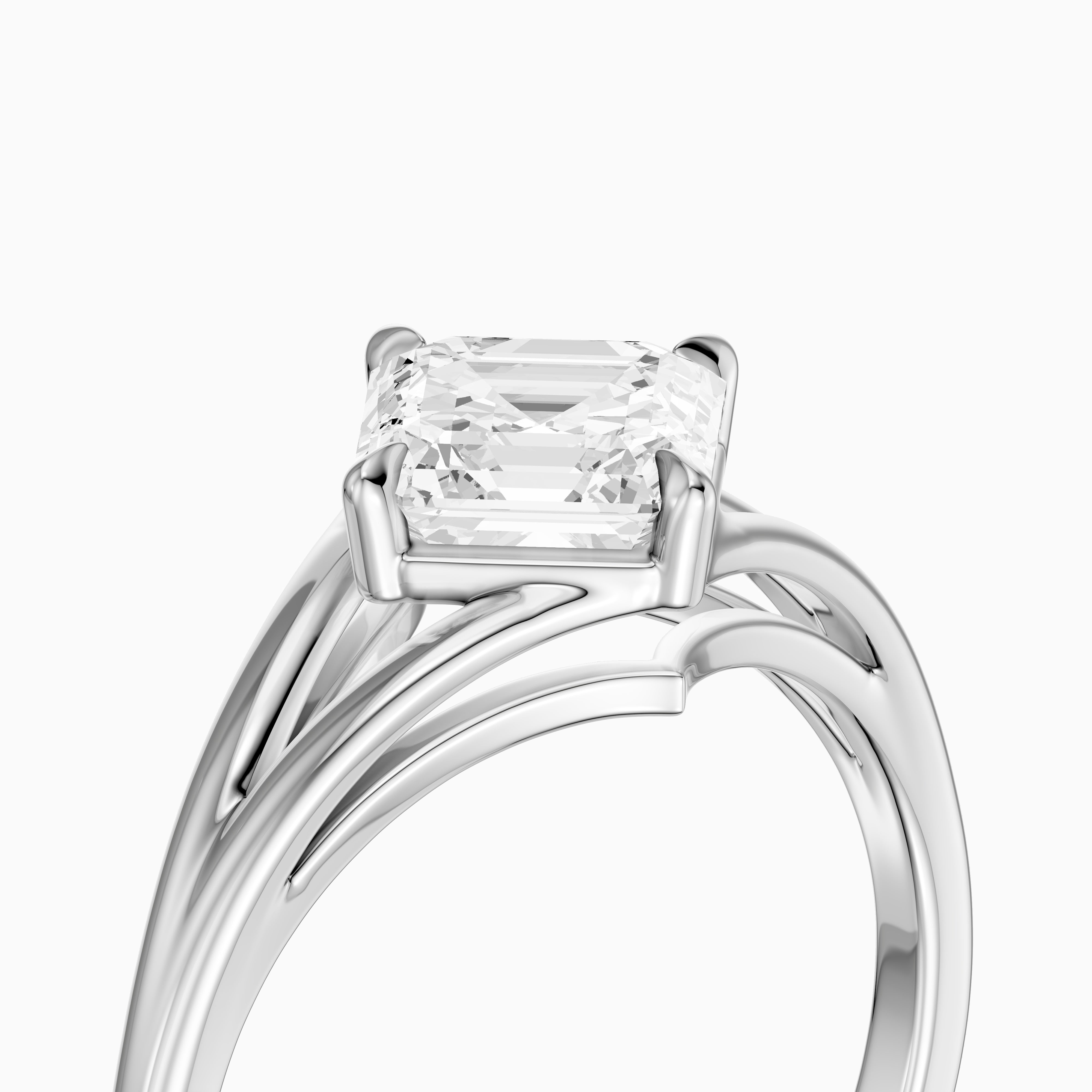 Brielle Asscher Cut Solitaire Lab Diamond Ring with Split Shank