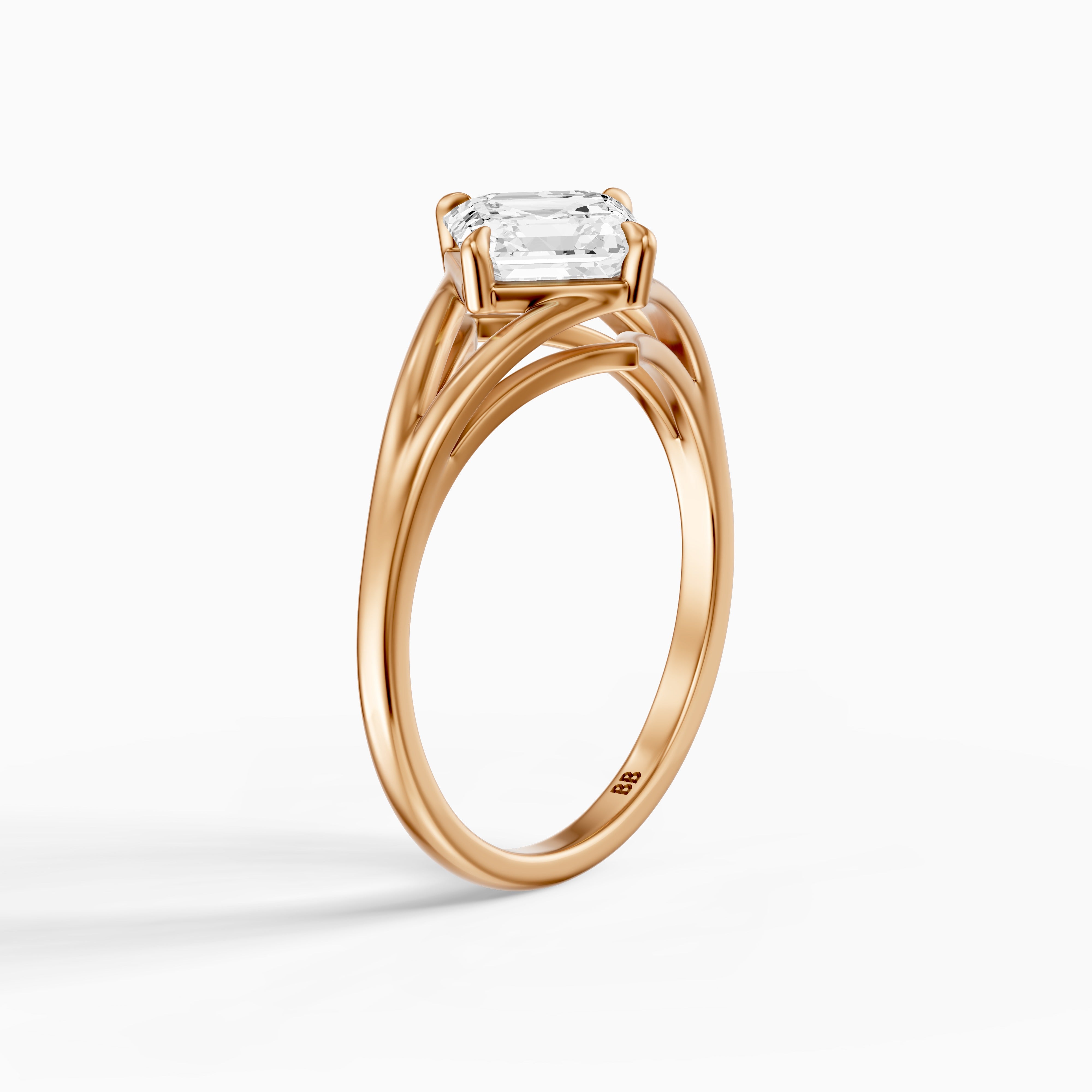 Brielle Asscher Cut Solitaire Lab Diamond Ring with Split Shank