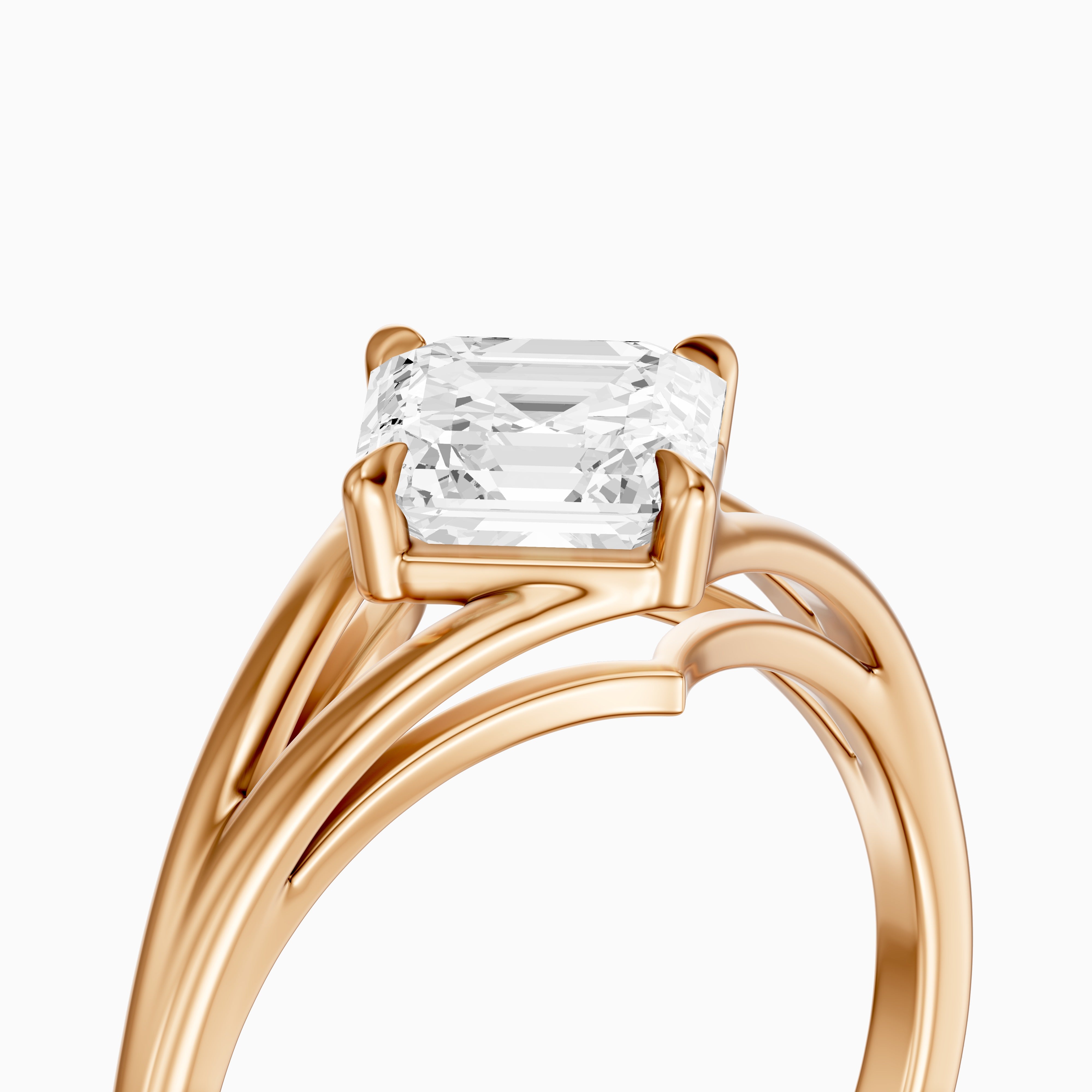Brielle Asscher Cut Solitaire Lab Diamond Ring with Split Shank