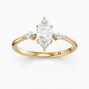 Allison Marquise Cut Side Kite Cut Lab Grown Diamond Engagement Ring