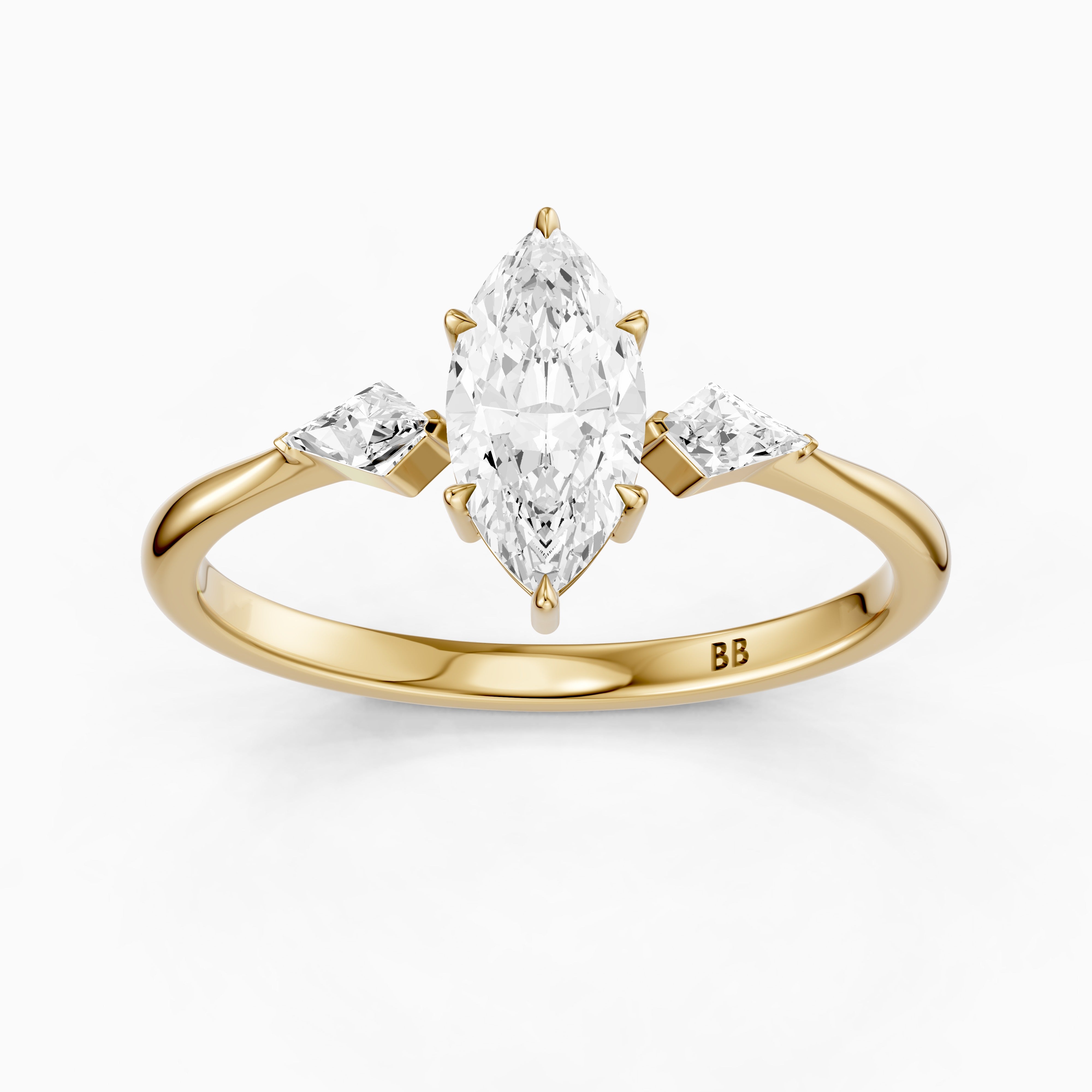 Allison Marquise Cut Side Kite Cut Lab Grown Diamond Engagement Ring