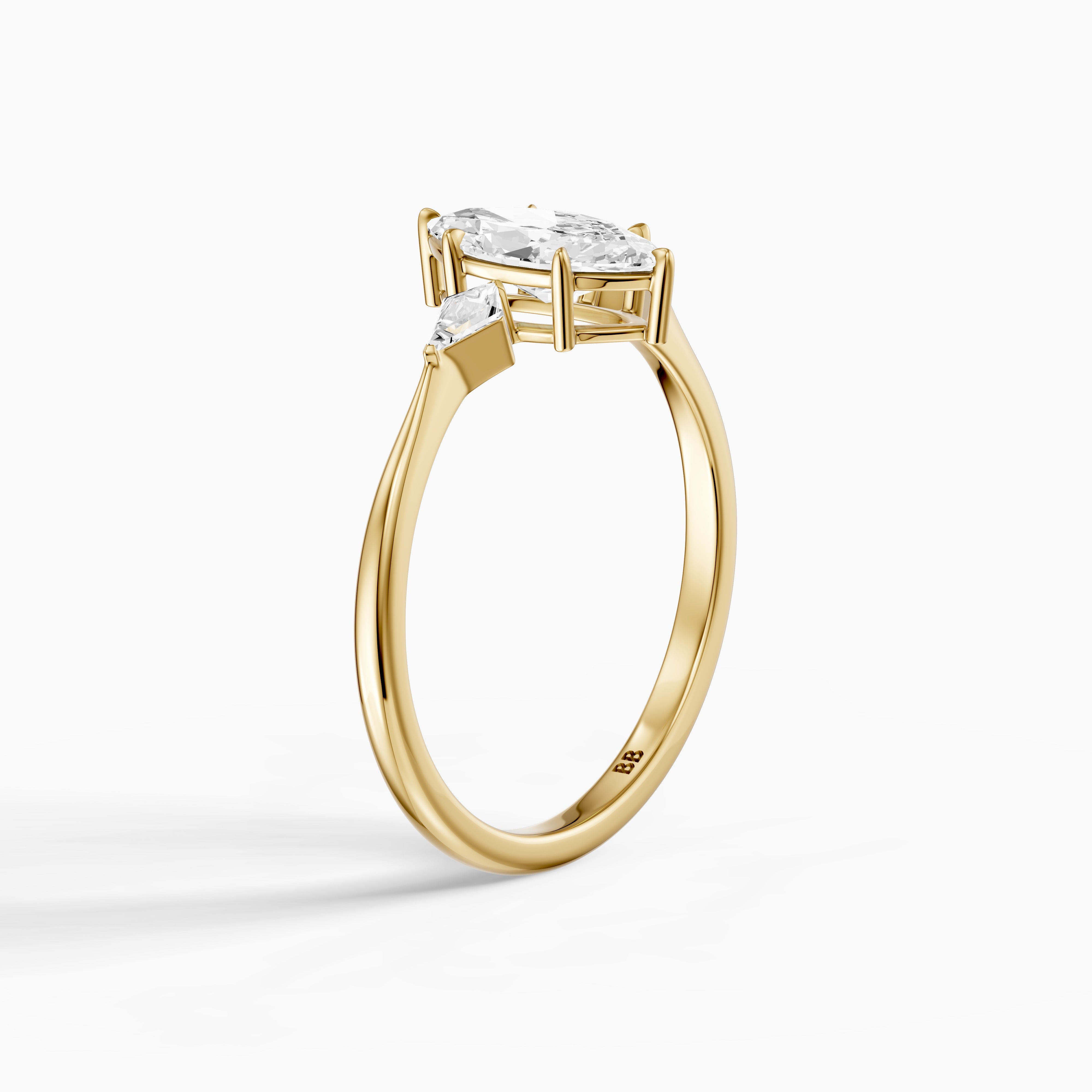 Allison Marquise Cut Side Kite Cut Lab Grown Diamond Engagement Ring