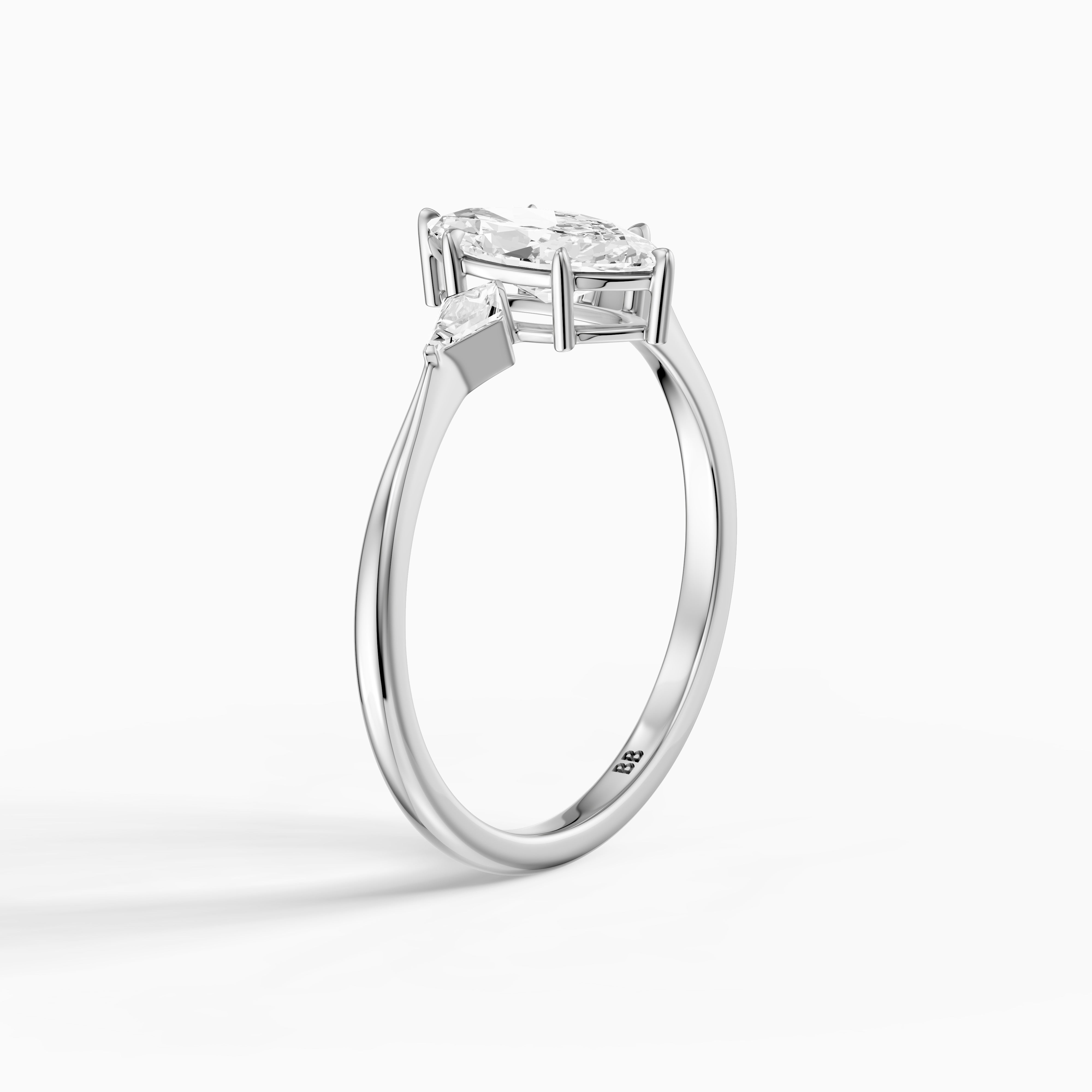 Allison Marquise Cut Side Kite Cut Lab Grown Diamond Engagement Ring