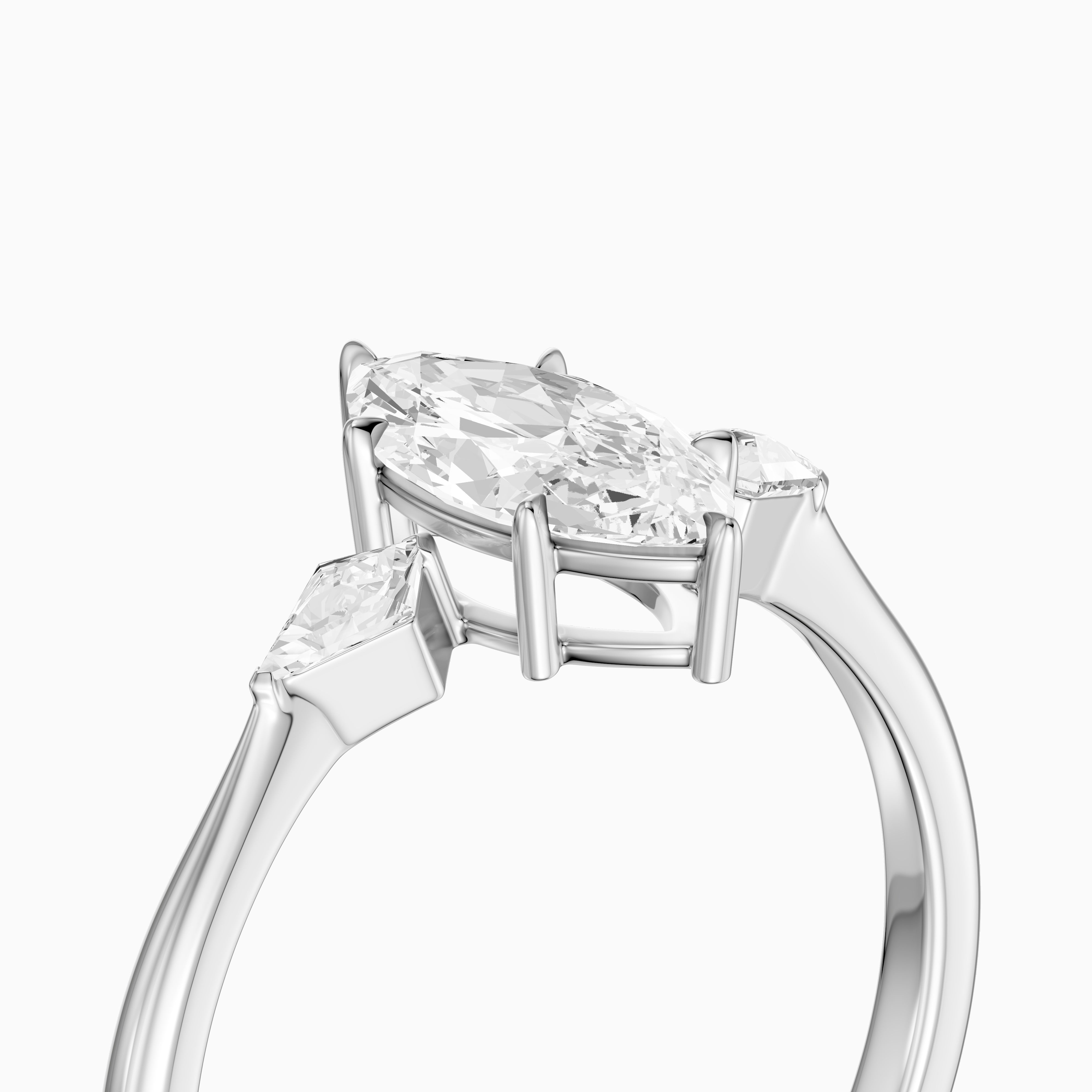 Allison Marquise Cut Side Kite Cut Lab Grown Diamond Engagement Ring