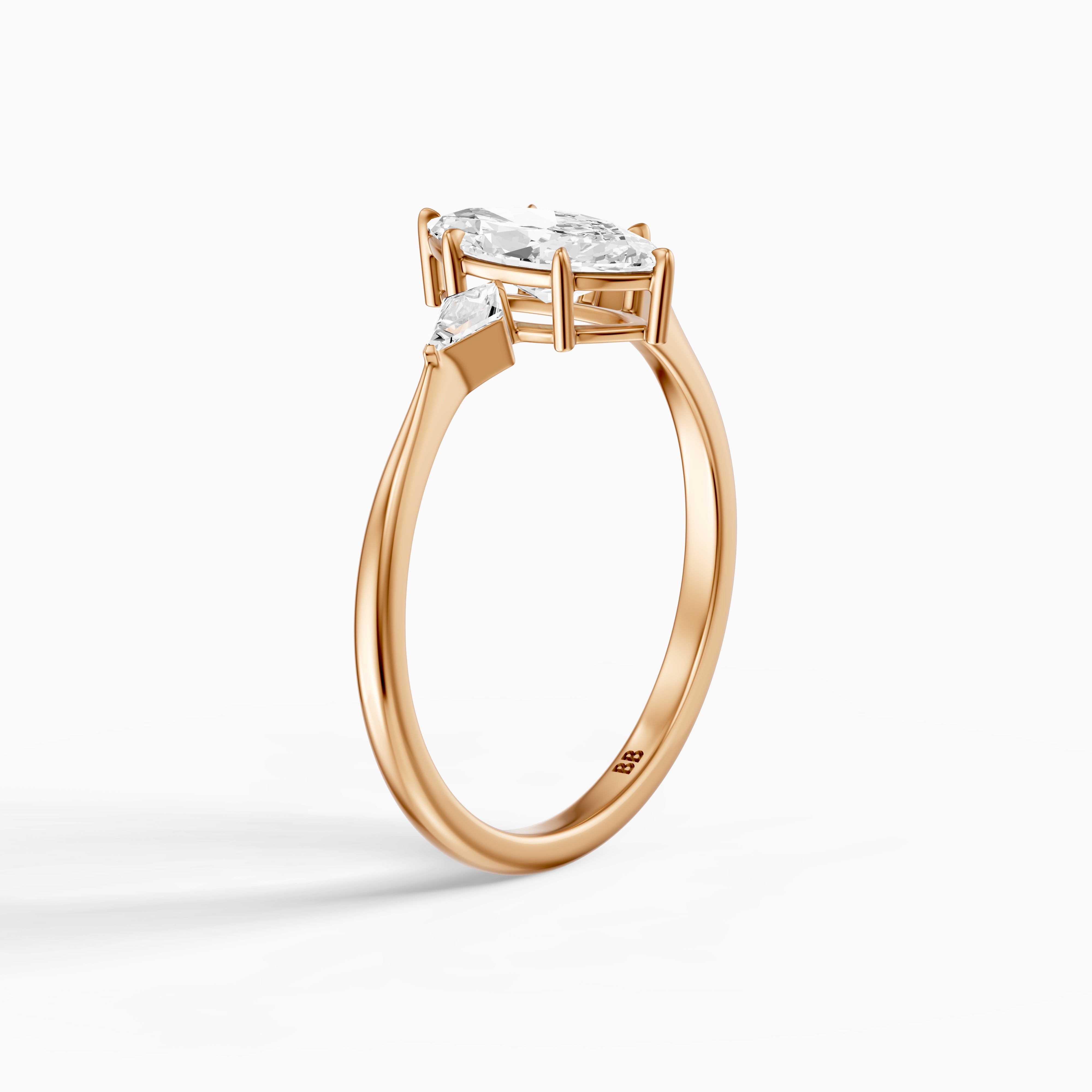 Allison Marquise Cut Side Kite Cut Lab Grown Diamond Engagement Ring