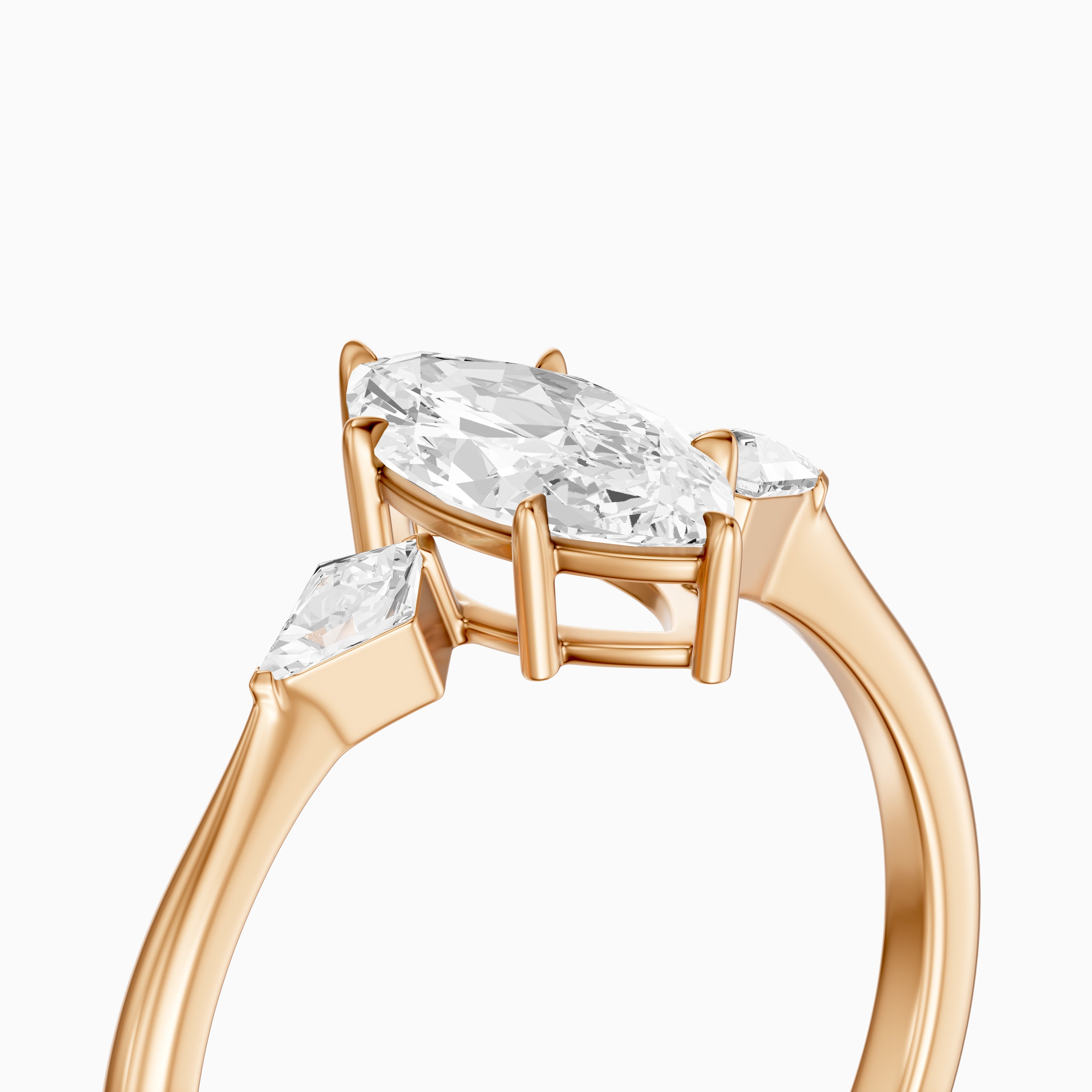 Allison Marquise Cut Side Kite Cut Lab Grown Diamond Engagement Ring