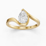 Lyra Pear Shape Moissanite Diamond Half Bezel Ring