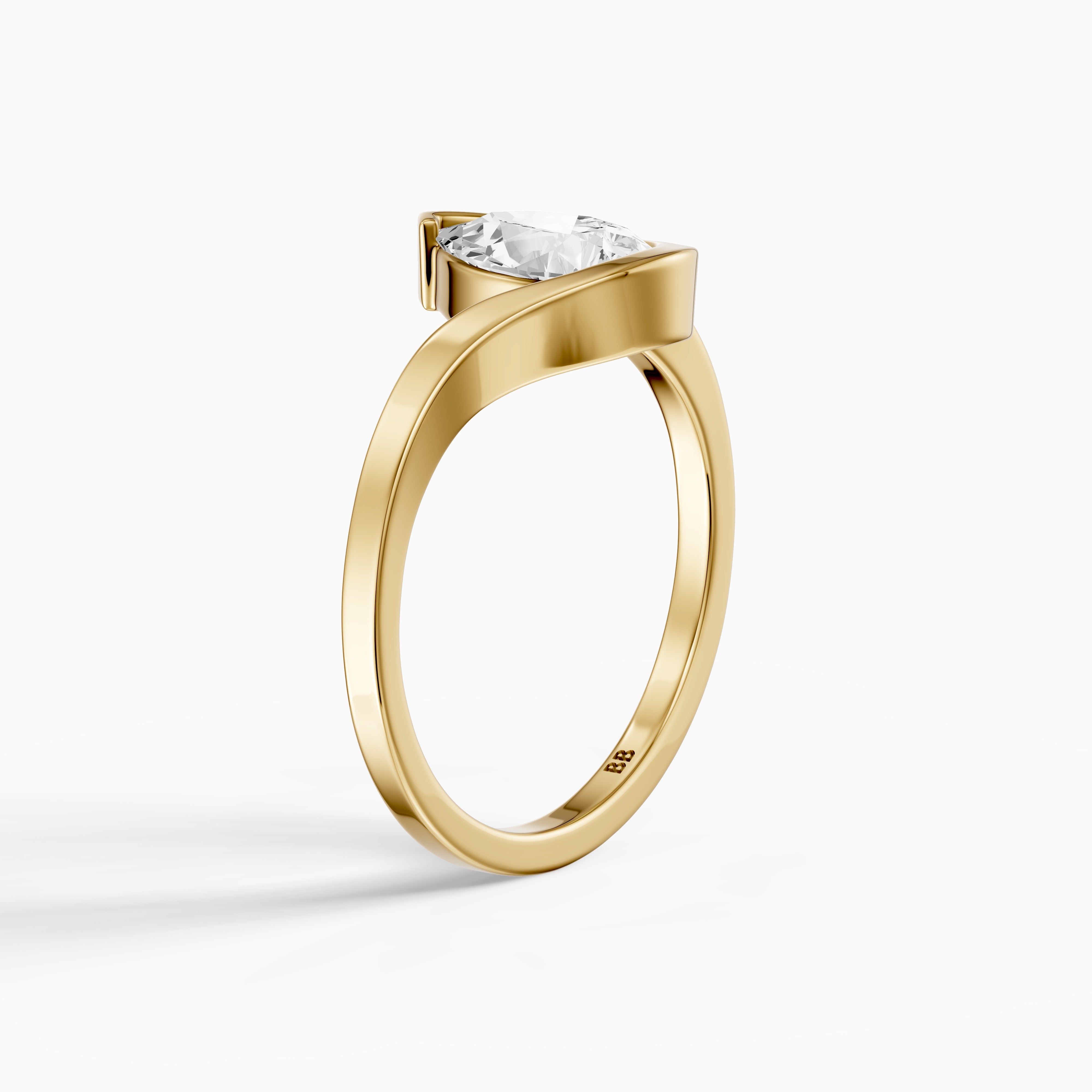 Lyra Pear Cut Lab Grown Diamond Half Bezel Ring