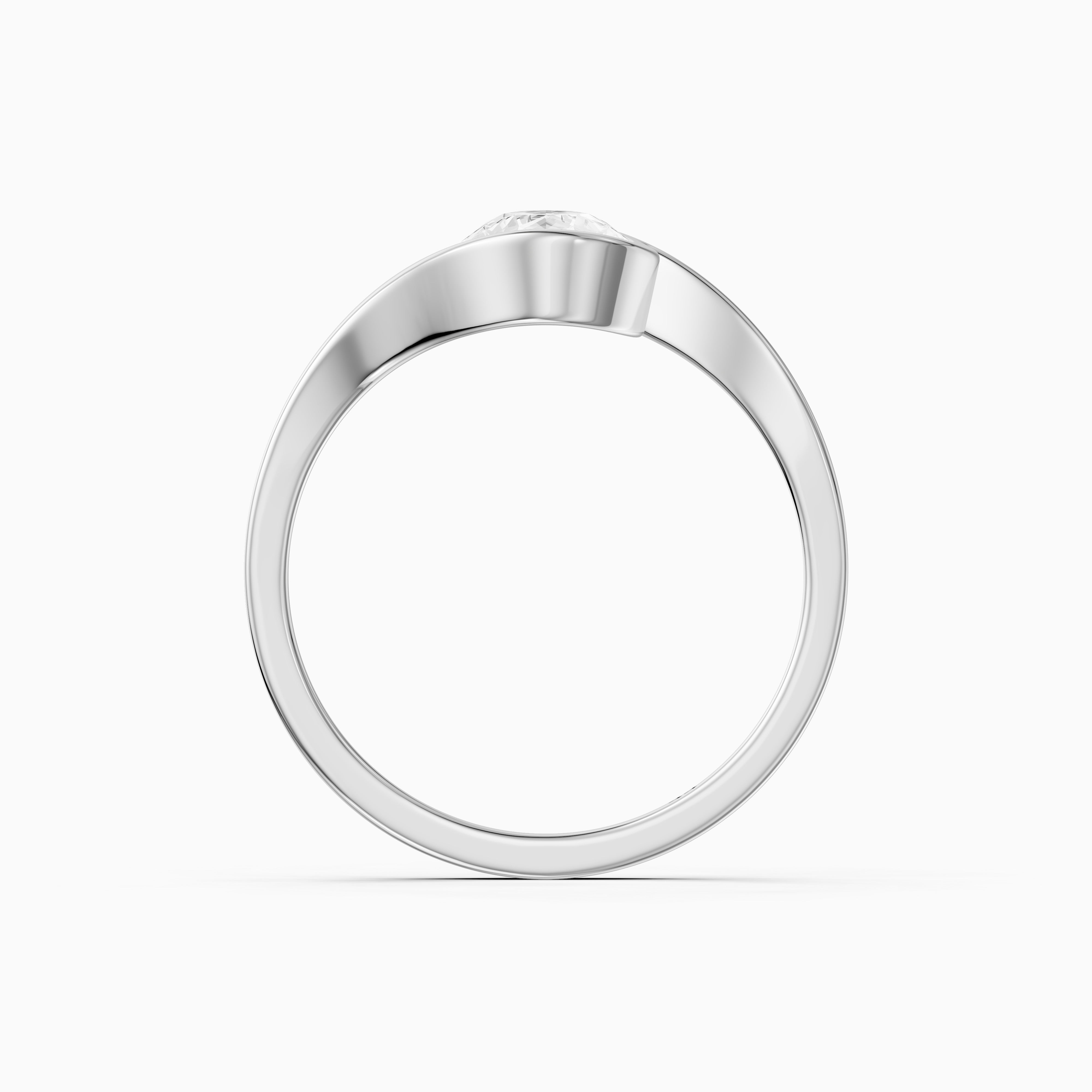 Lyra Pear Shape Moissanite Diamond Half Bezel Ring