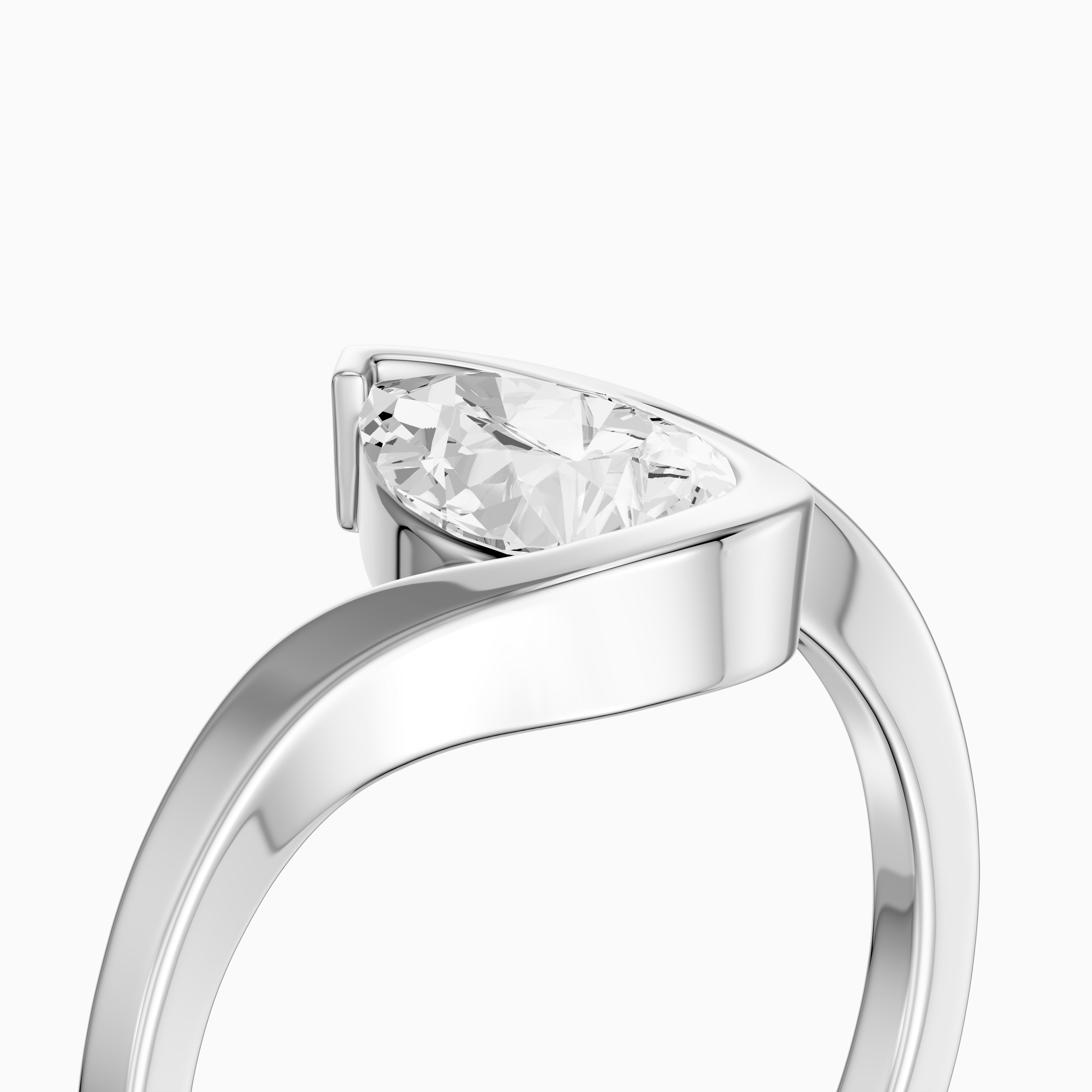 Lyra Pear Shape Moissanite Diamond Half Bezel Ring