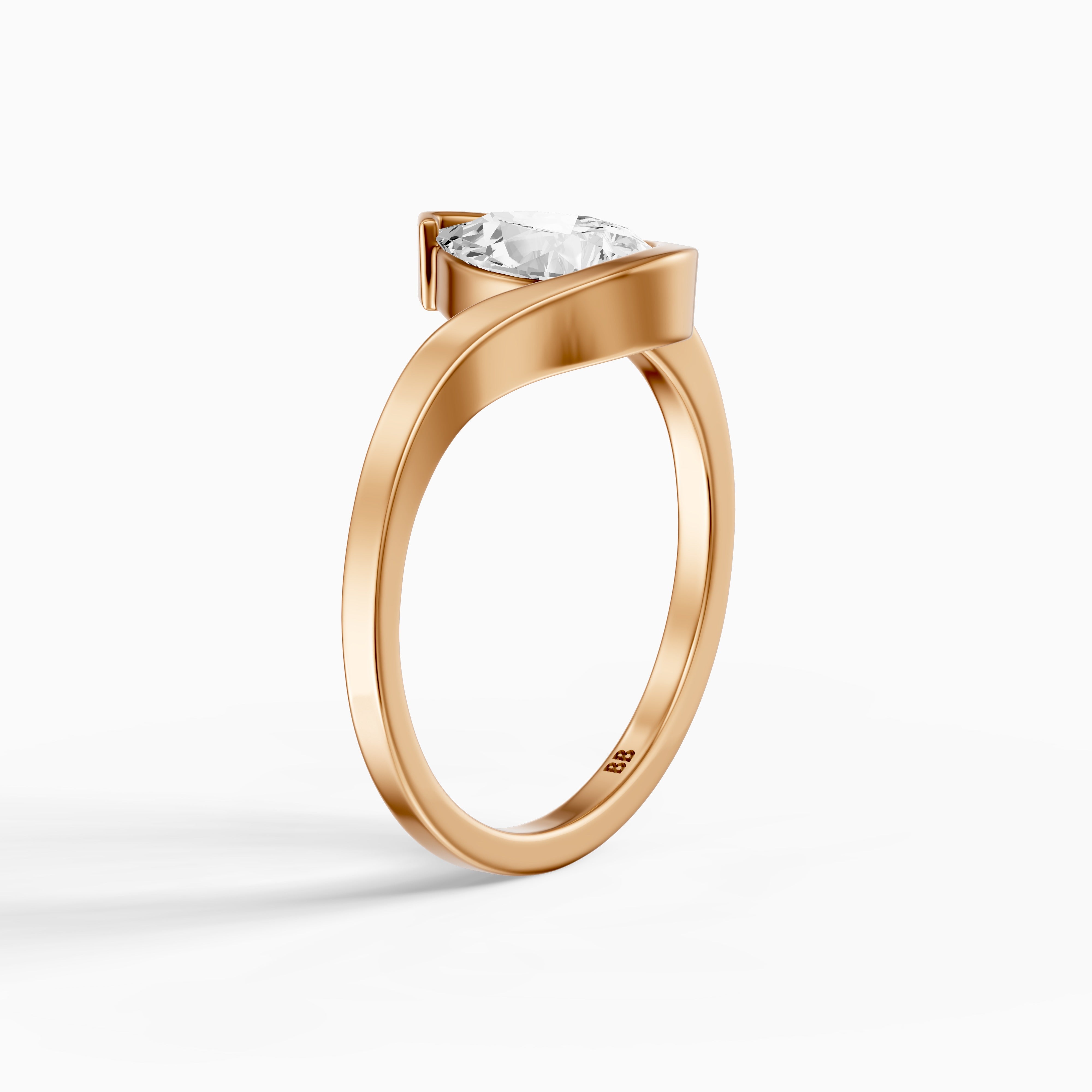 Lyra Pear Shape Moissanite Diamond Half Bezel Ring