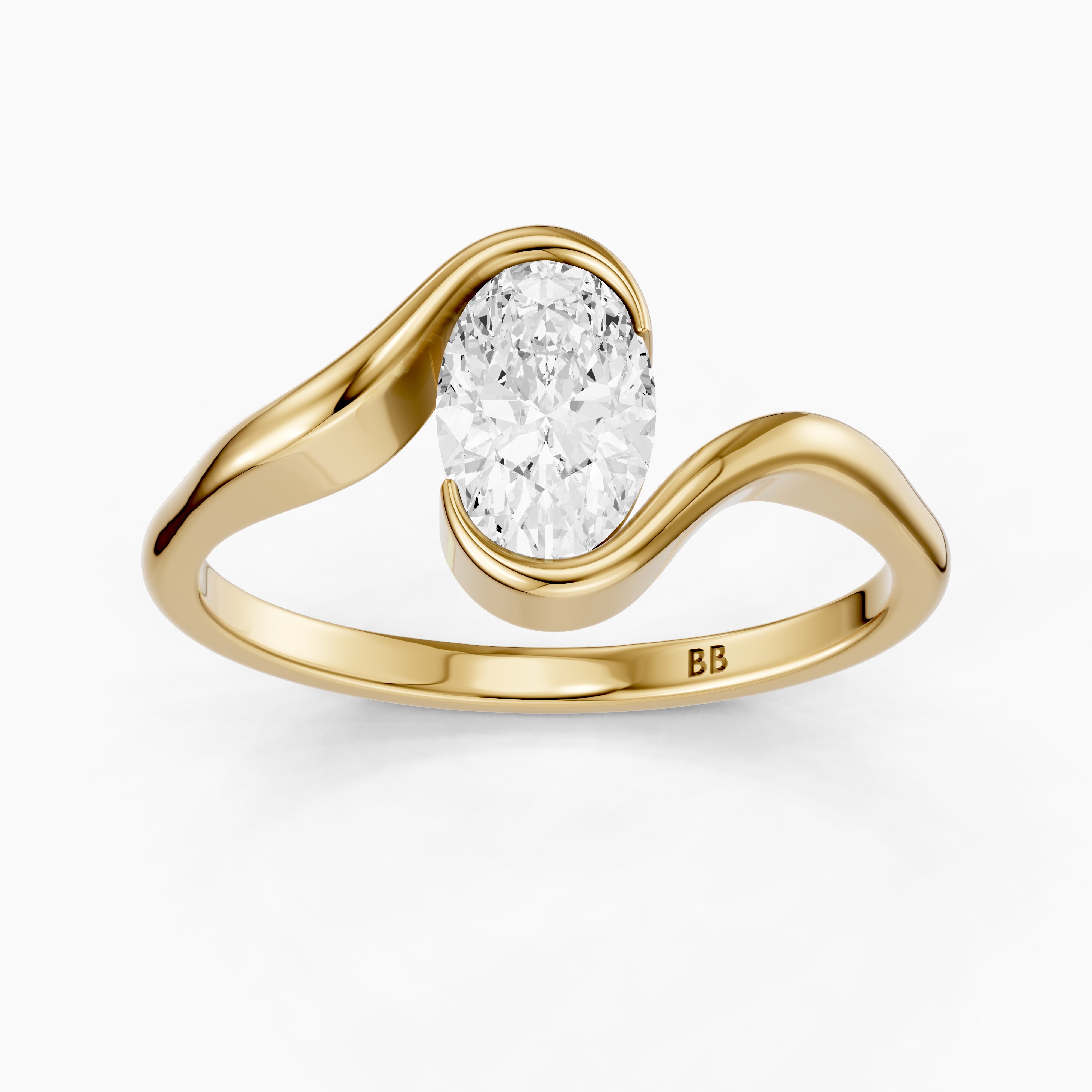 Brianna Oval Cut Bypass Moissanite Diamond Engagement Ring