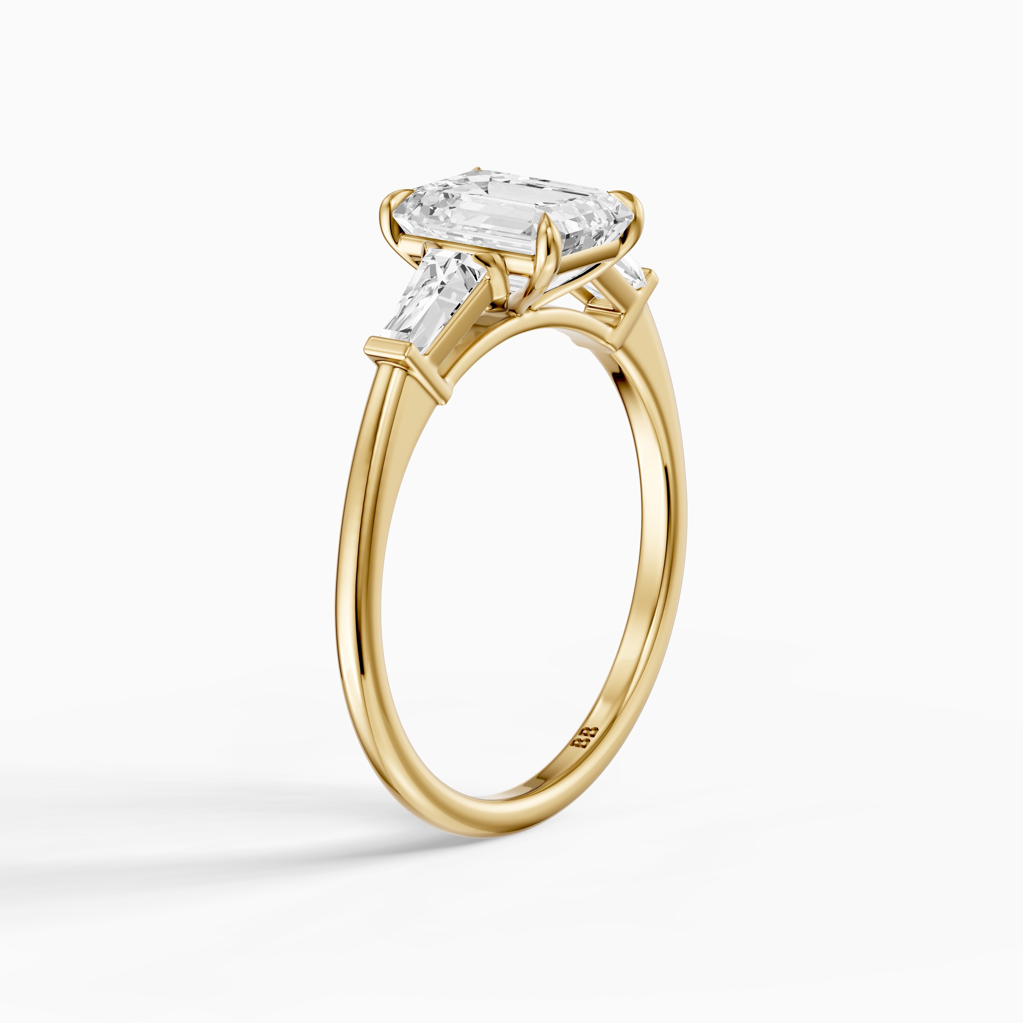 Melania Emerald With Tapered Baguette Cut Moissanite Engagement Ring