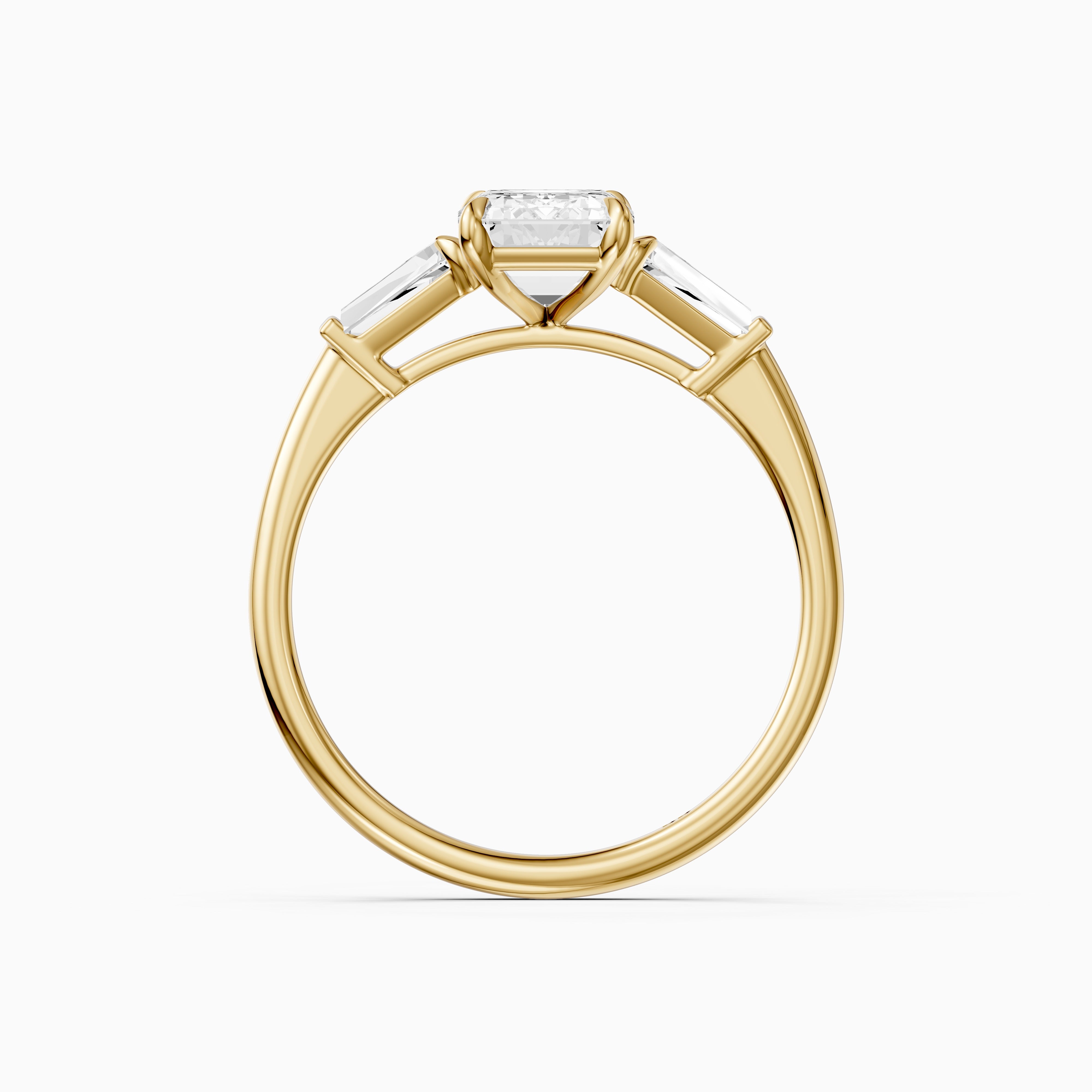 Melania Emerald With Tapered Baguette Cut Lab Grown Diamond Engagement Ring