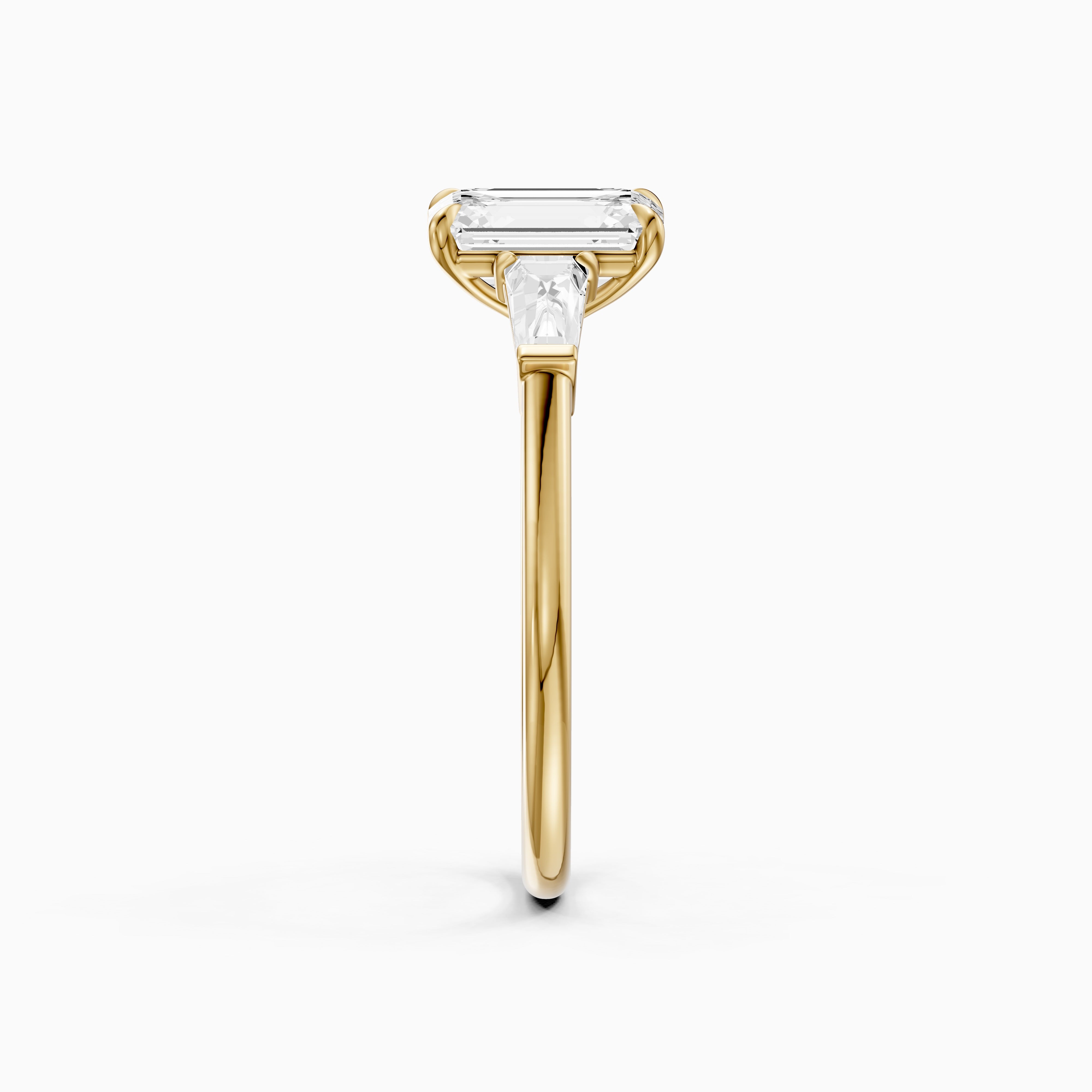Melania Emerald With Tapered Baguette Cut Lab Grown Diamond Engagement Ring