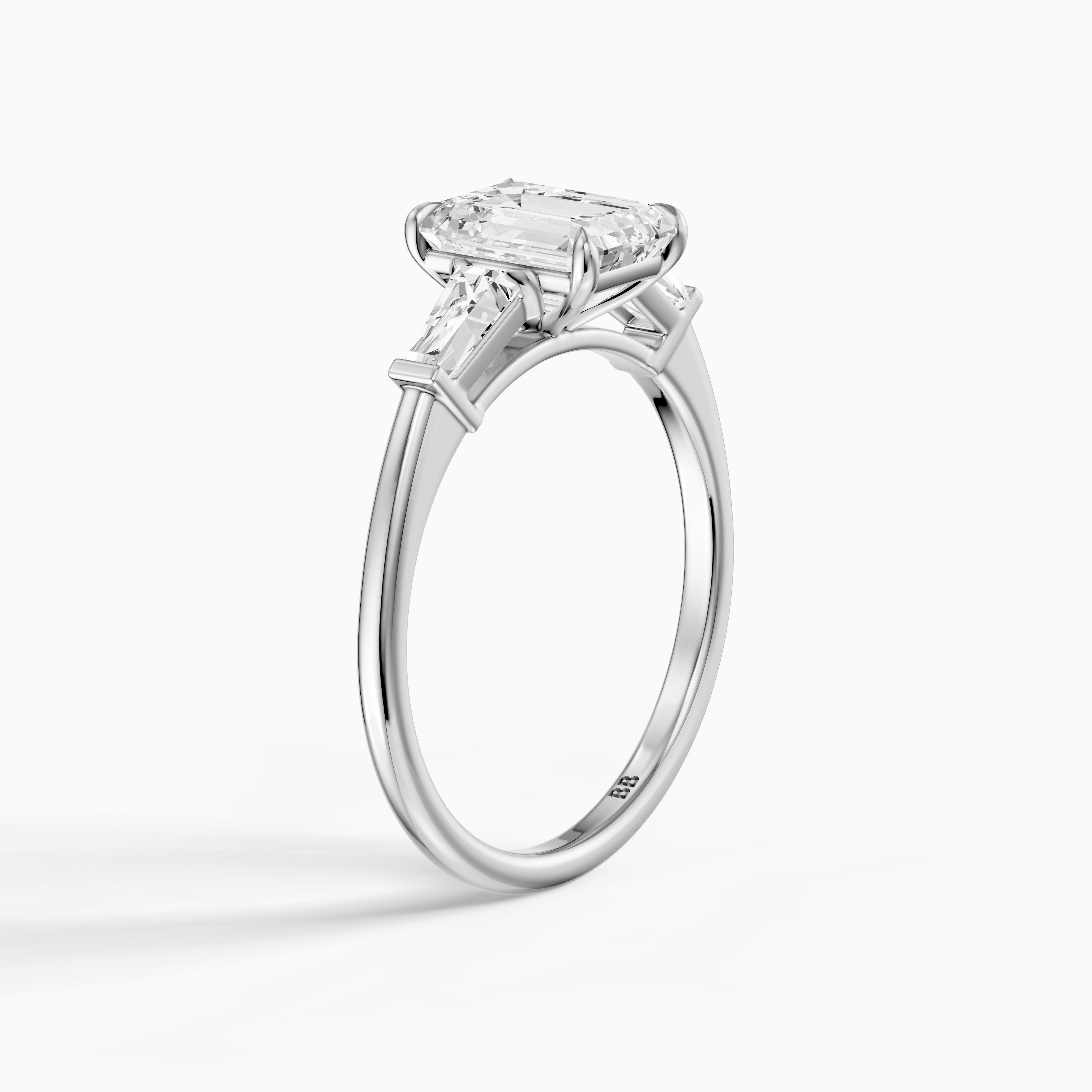 Melania Emerald With Tapered Baguette Cut Lab Grown Diamond Engagement Ring