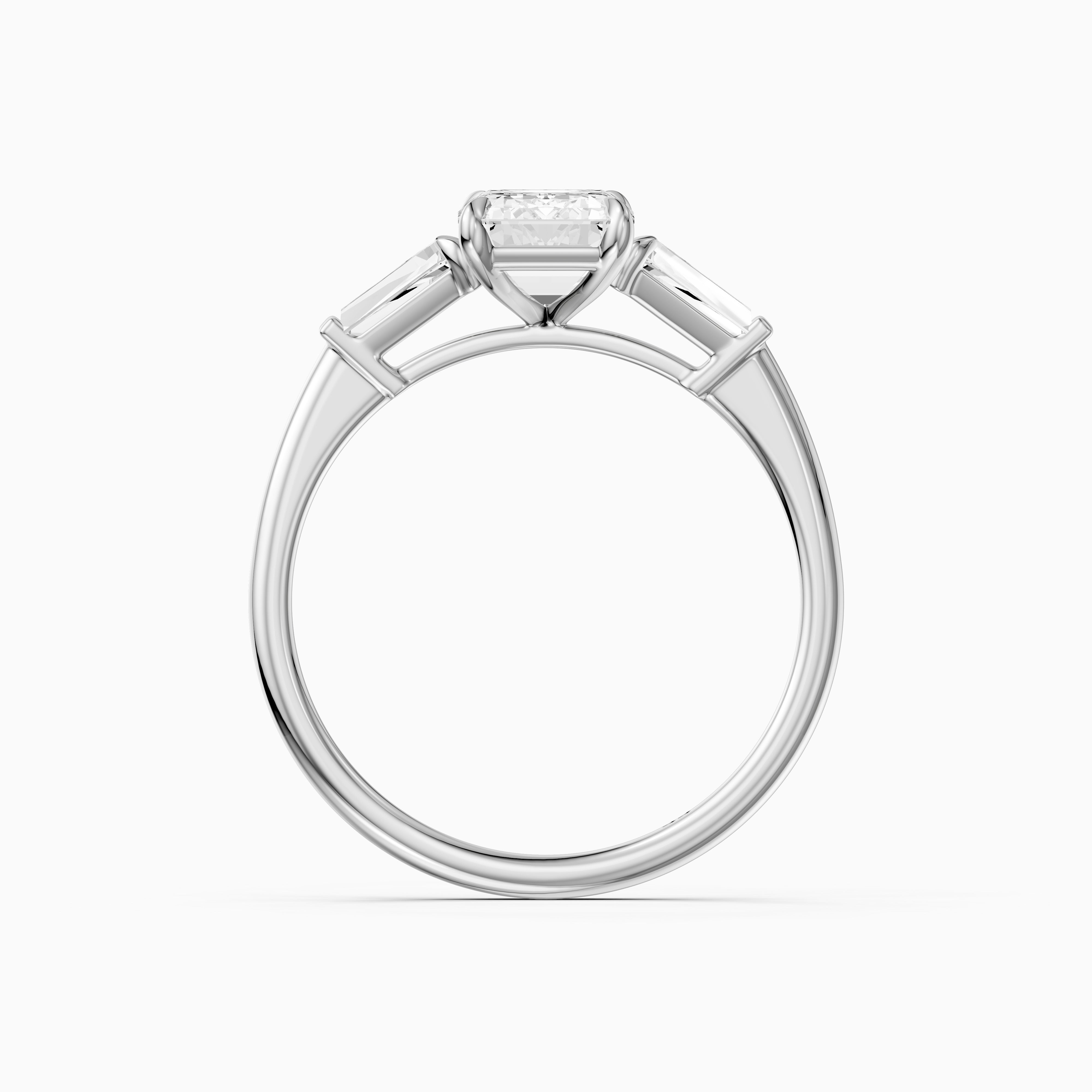 Melania Emerald With Tapered Baguette Cut Lab Grown Diamond Engagement Ring