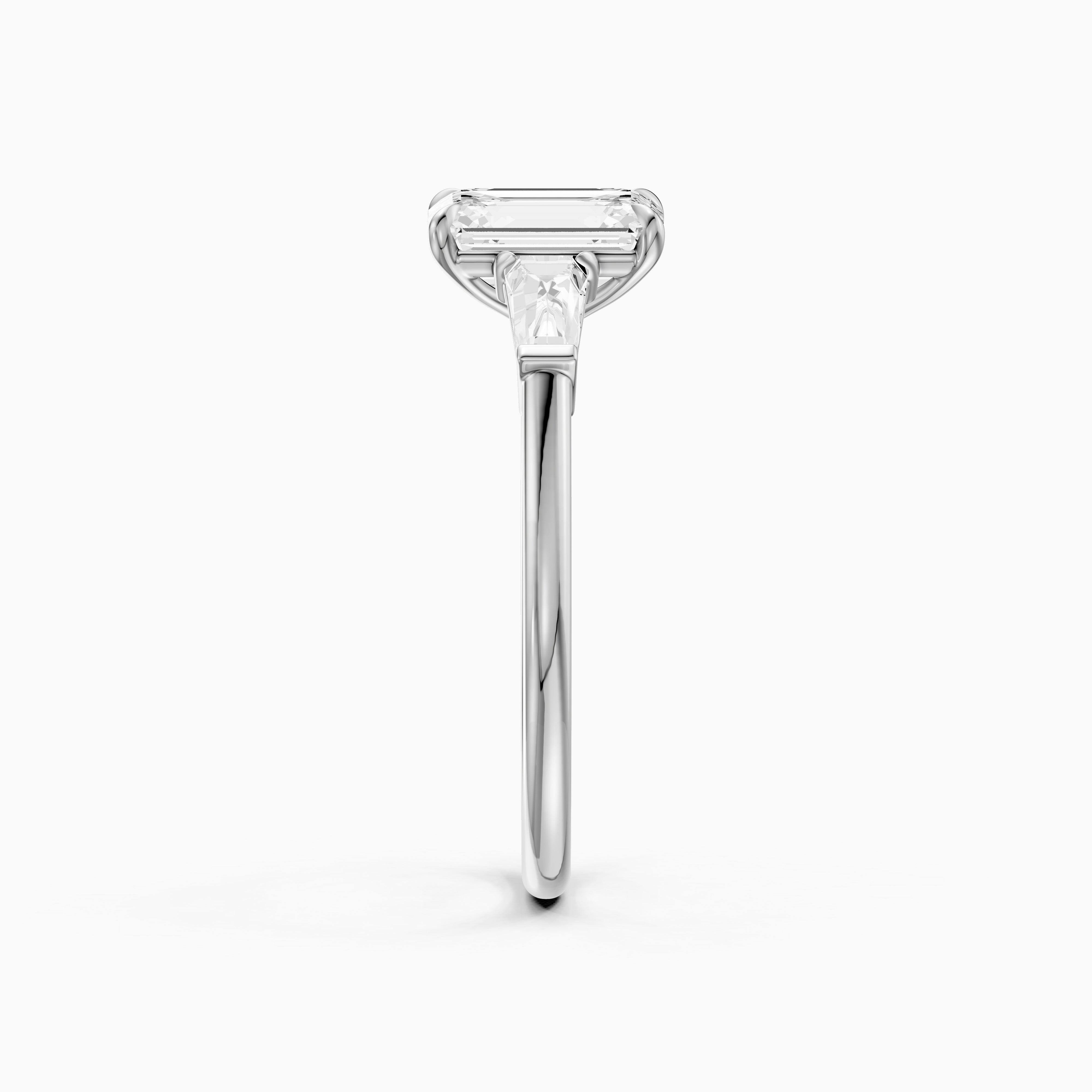 Melania Emerald With Tapered Baguette Cut Lab Grown Diamond Engagement Ring