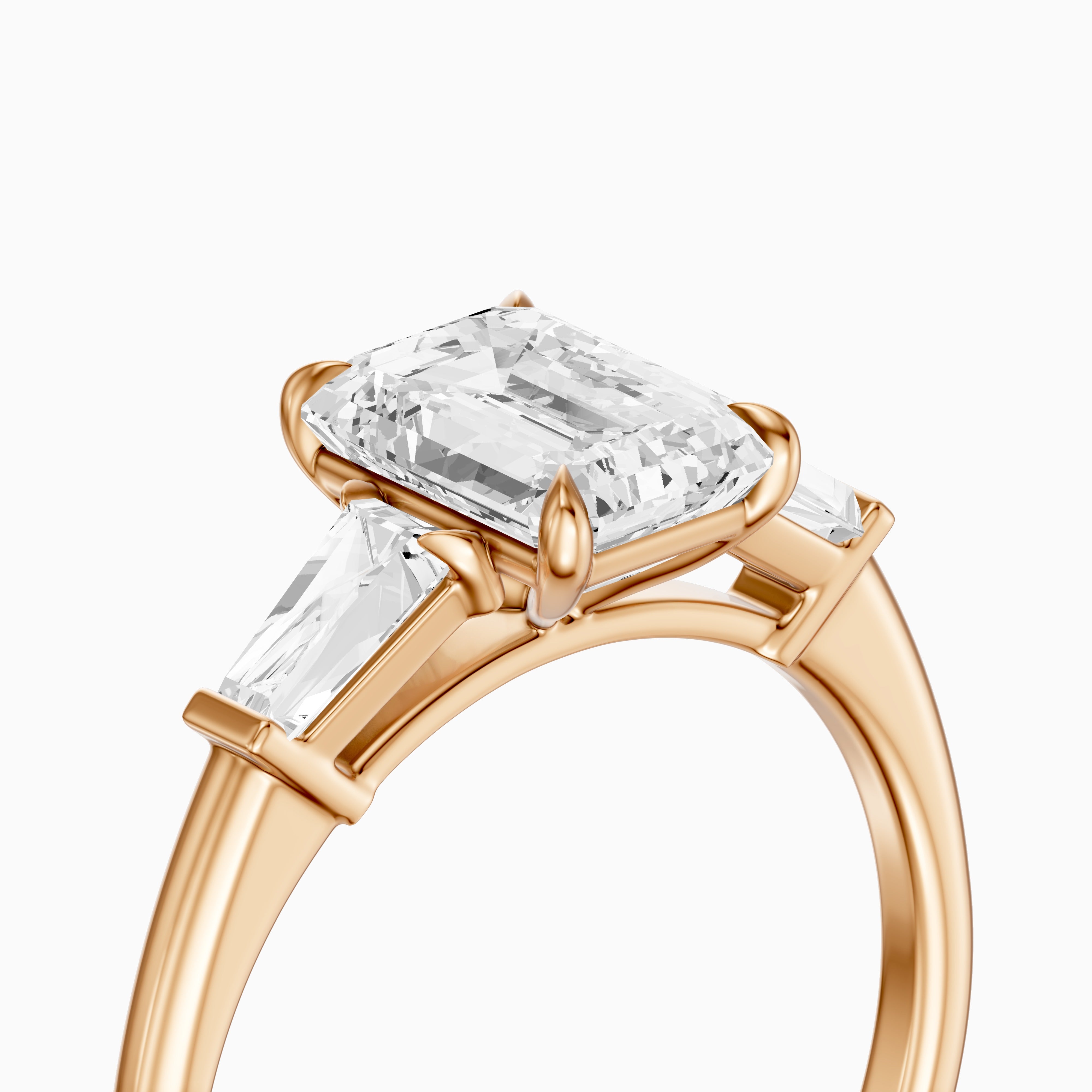 Melania Emerald With Tapered Baguette Cut Lab Grown Diamond Engagement Ring