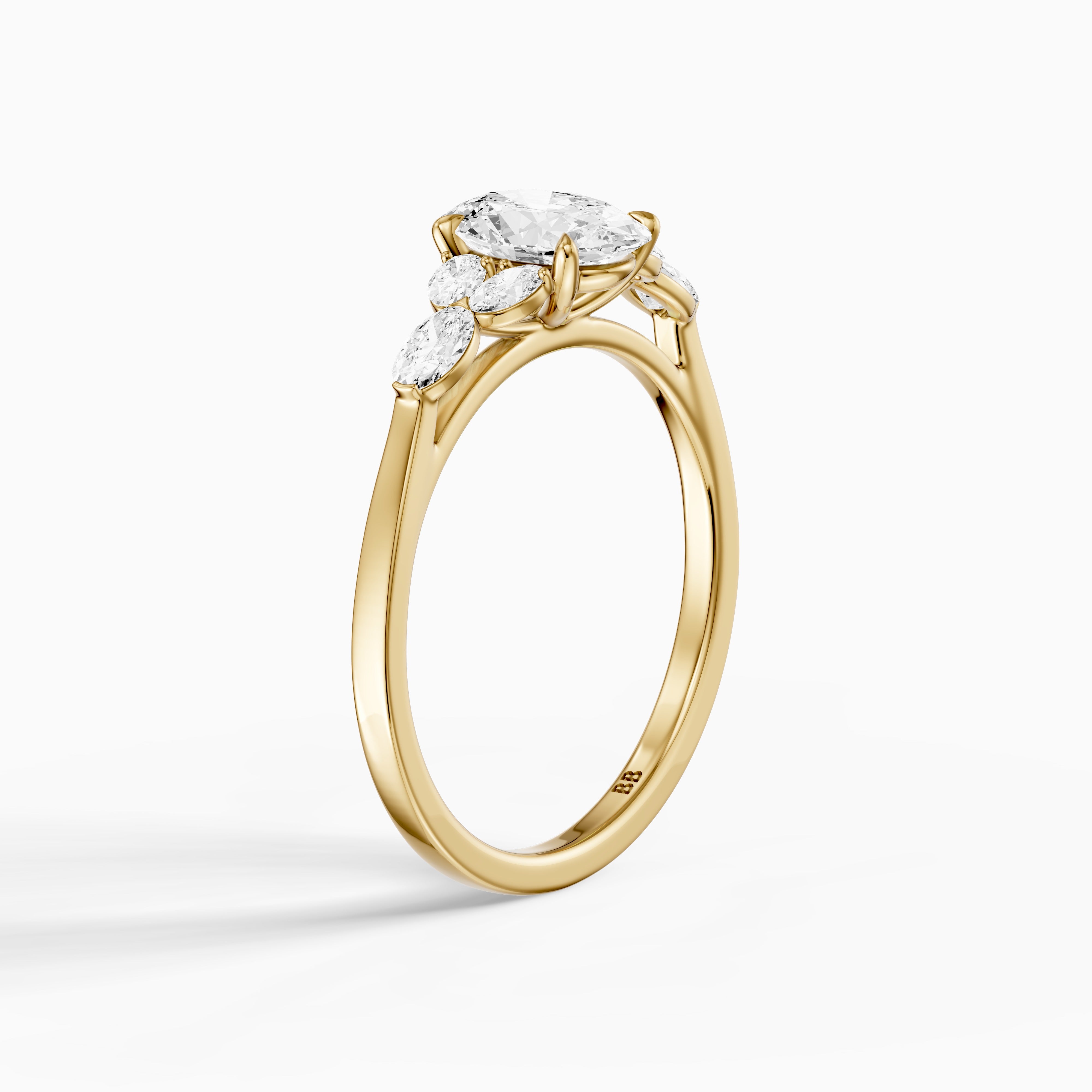Kailani Oval Cut Oval Side Stones Missanite Diamond Ring