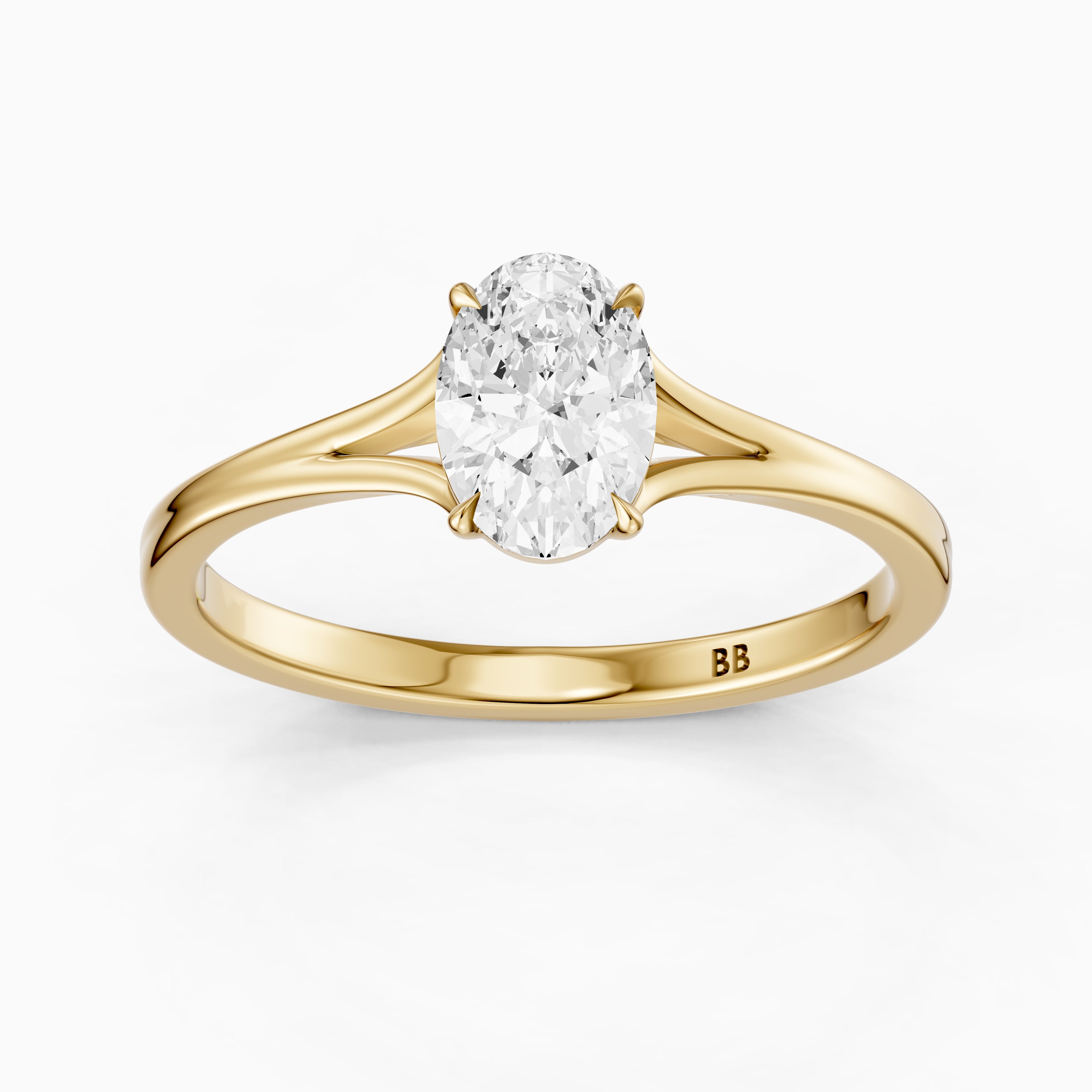 Zuri Oval Lab Grown Diamond Split Shank Solitaire Ring