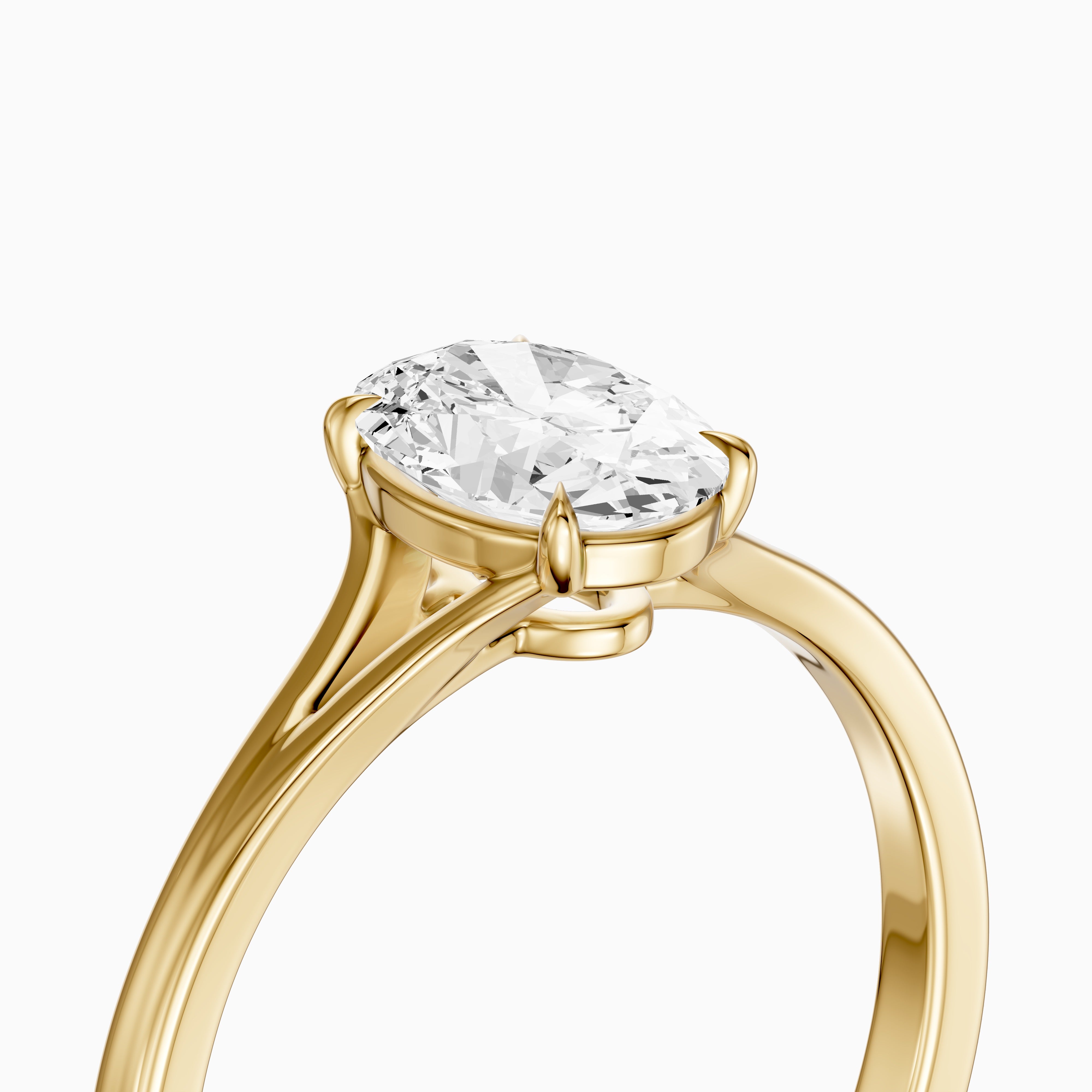 Zuri Oval Moissanite Diamond Split Shank Solitaire Ring