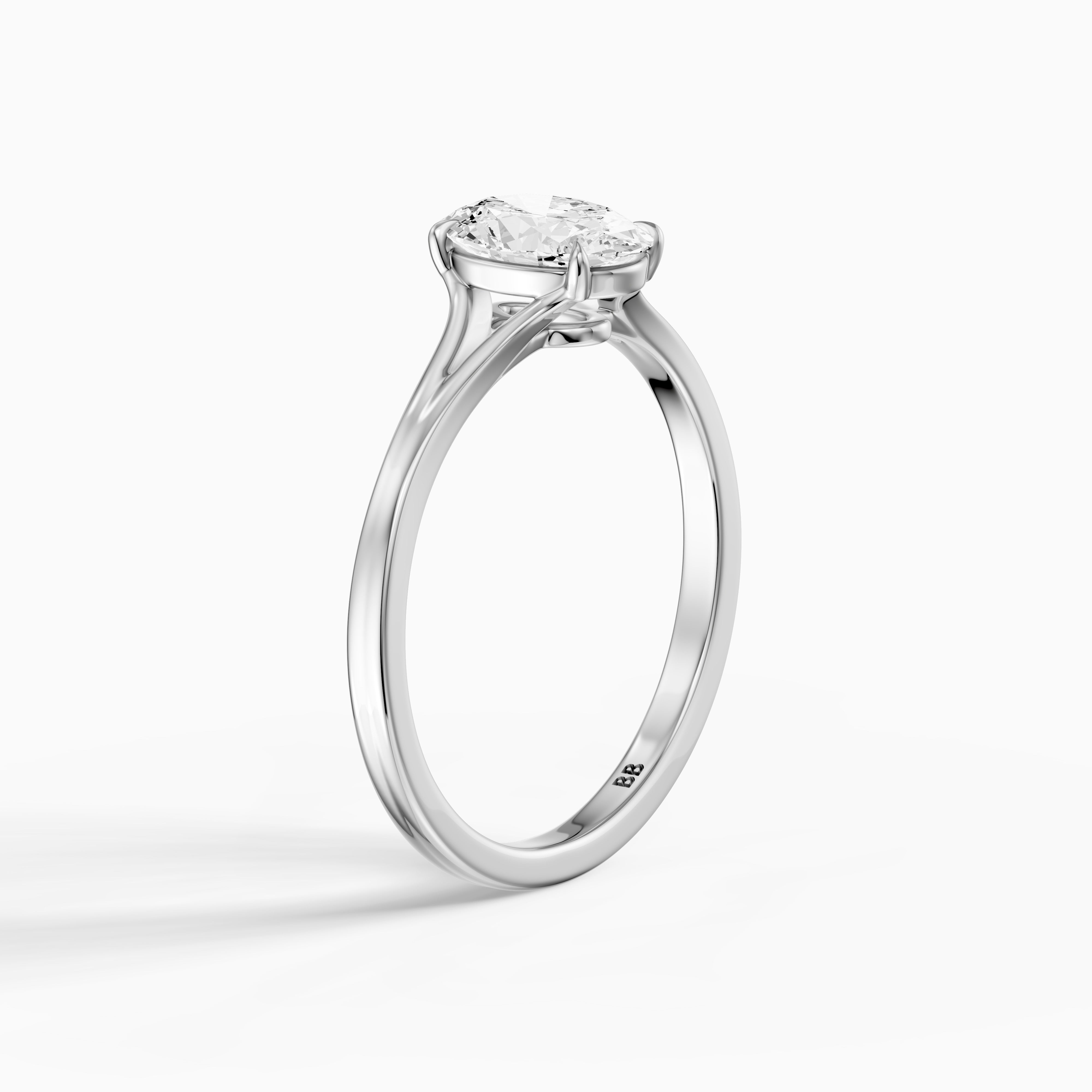 Zuri Oval Moissanite Diamond Split Shank Solitaire Ring