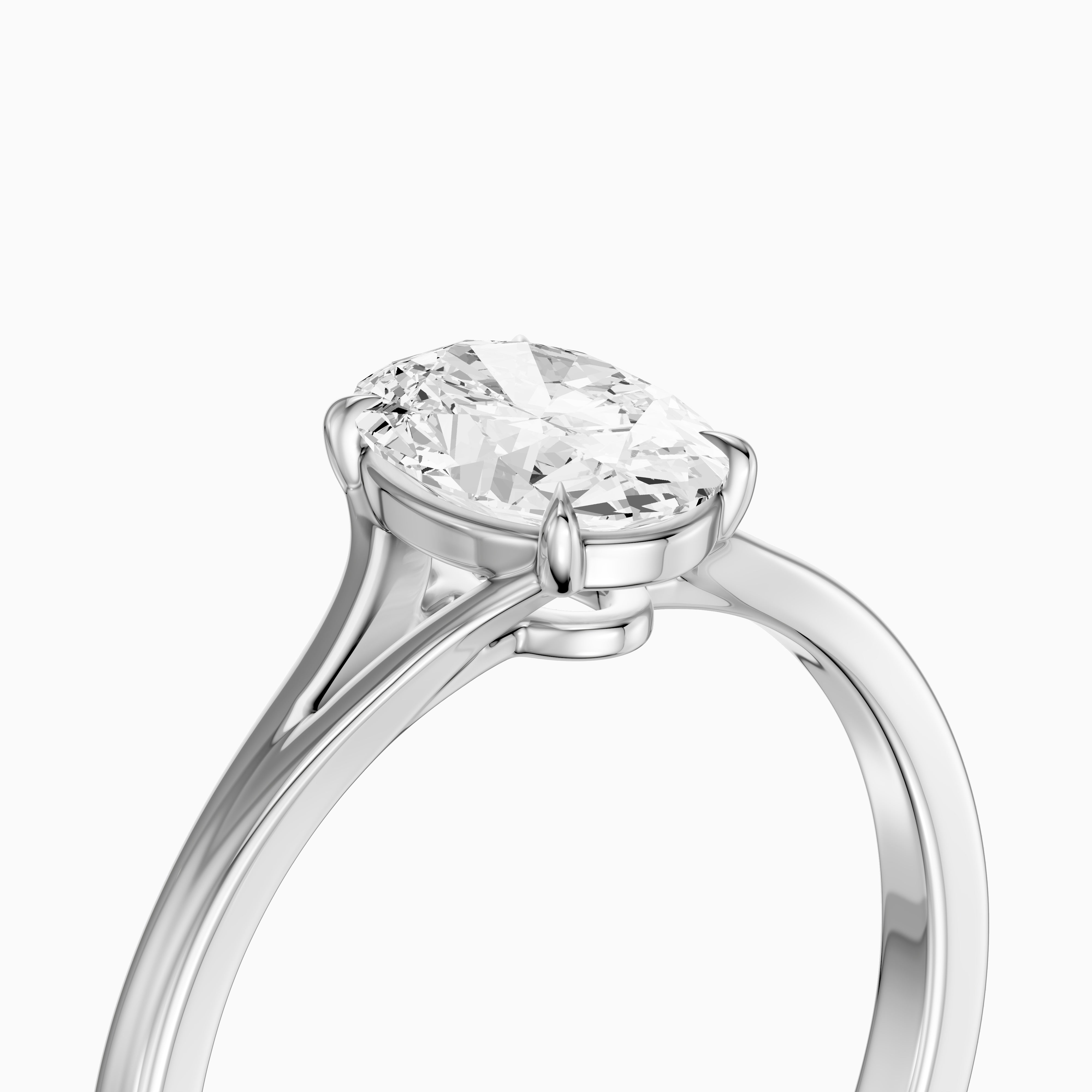 Zuri Oval Moissanite Diamond Split Shank Solitaire Ring