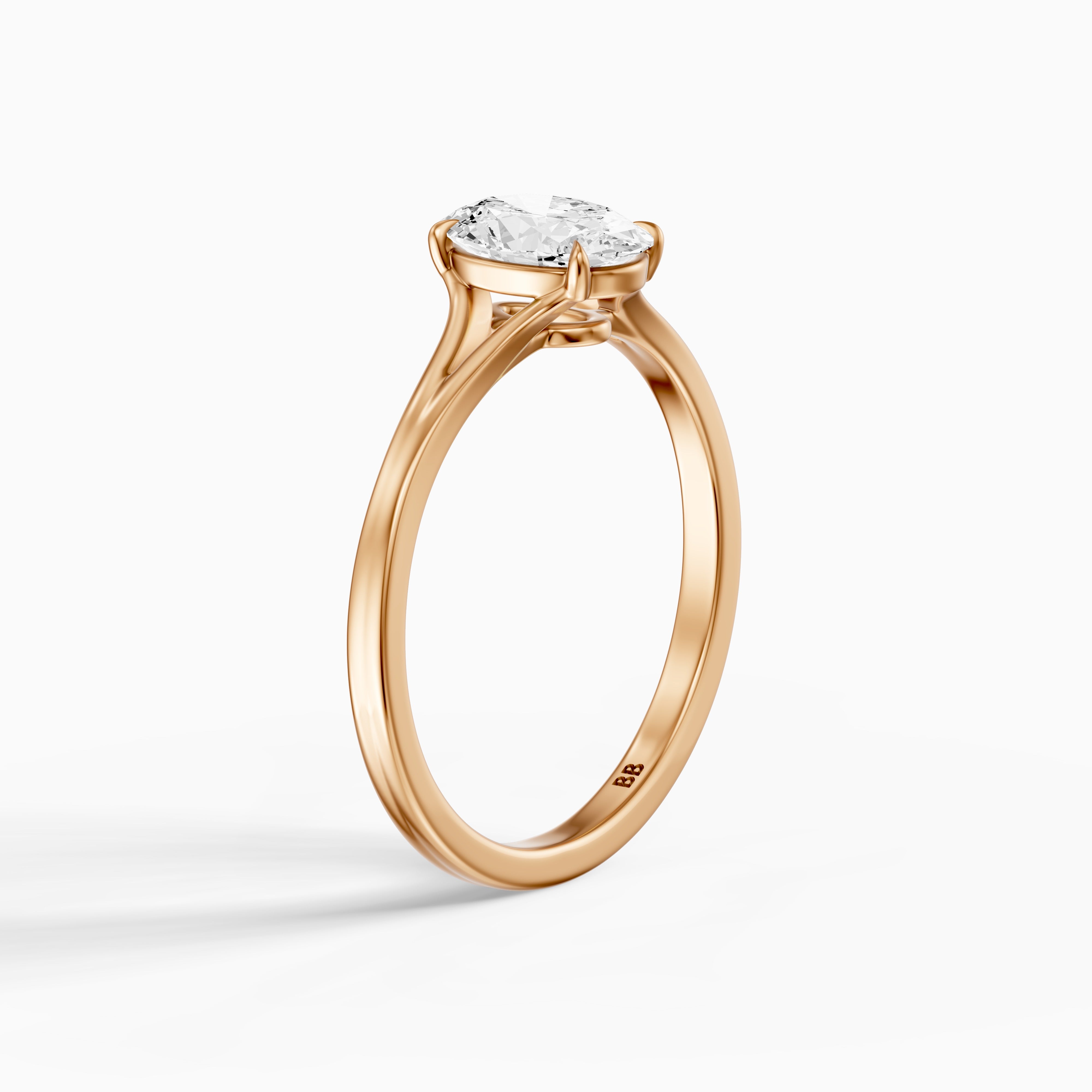 Zuri Oval Moissanite Diamond Split Shank Solitaire Ring