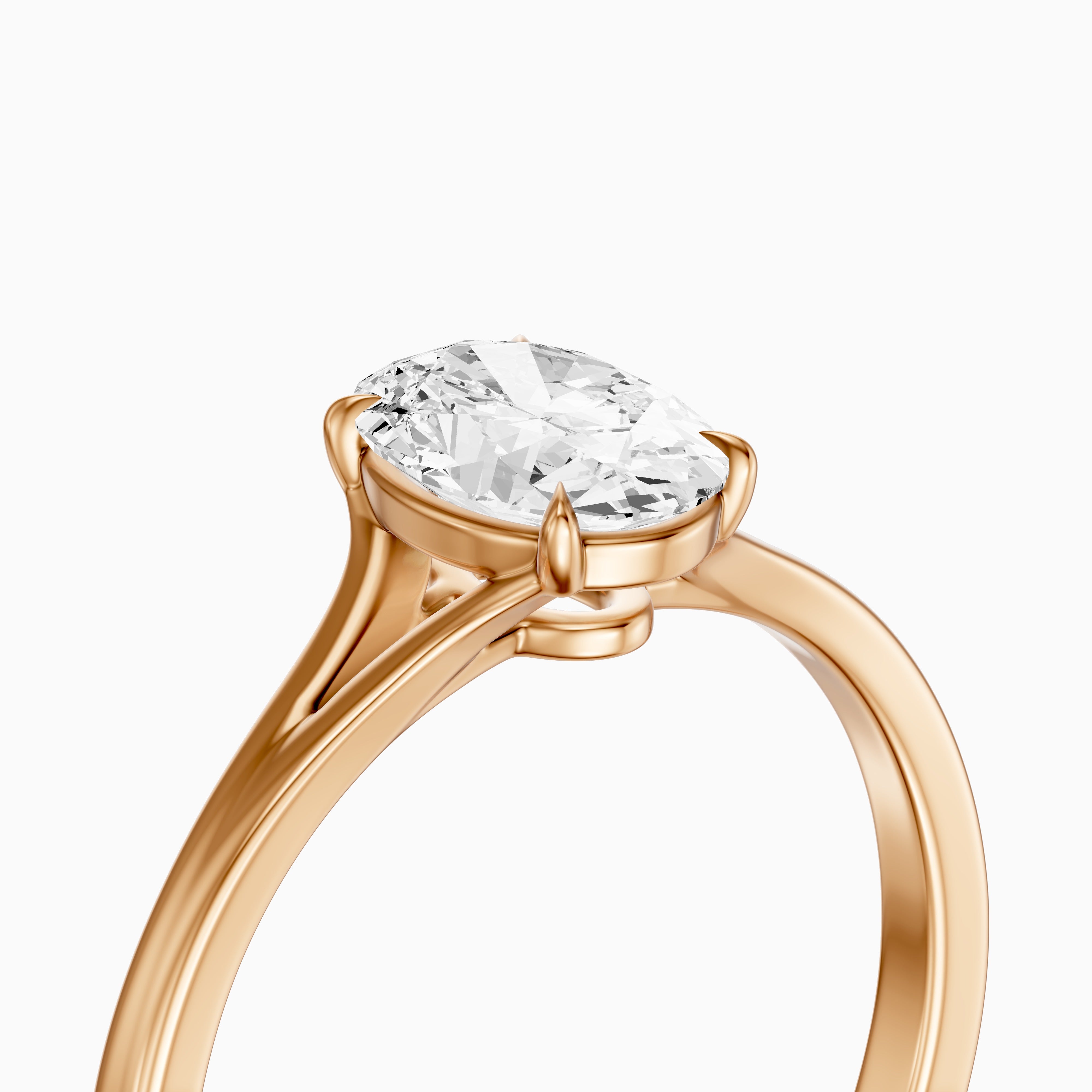 Zuri Oval Moissanite Diamond Split Shank Solitaire Ring
