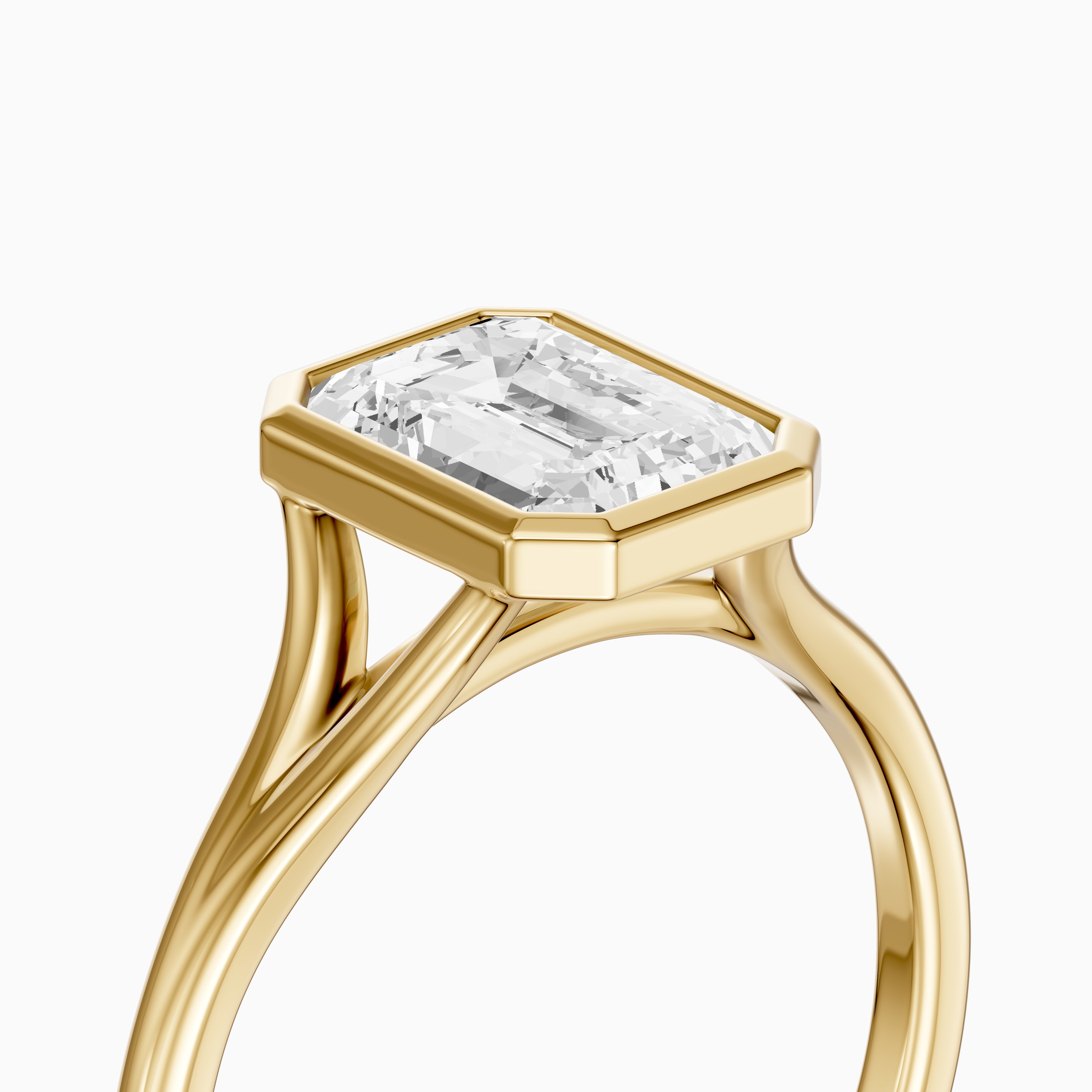 Milani Emerald Cut Lab Grown Diamond Bezel Solitaire Ring with Split Band