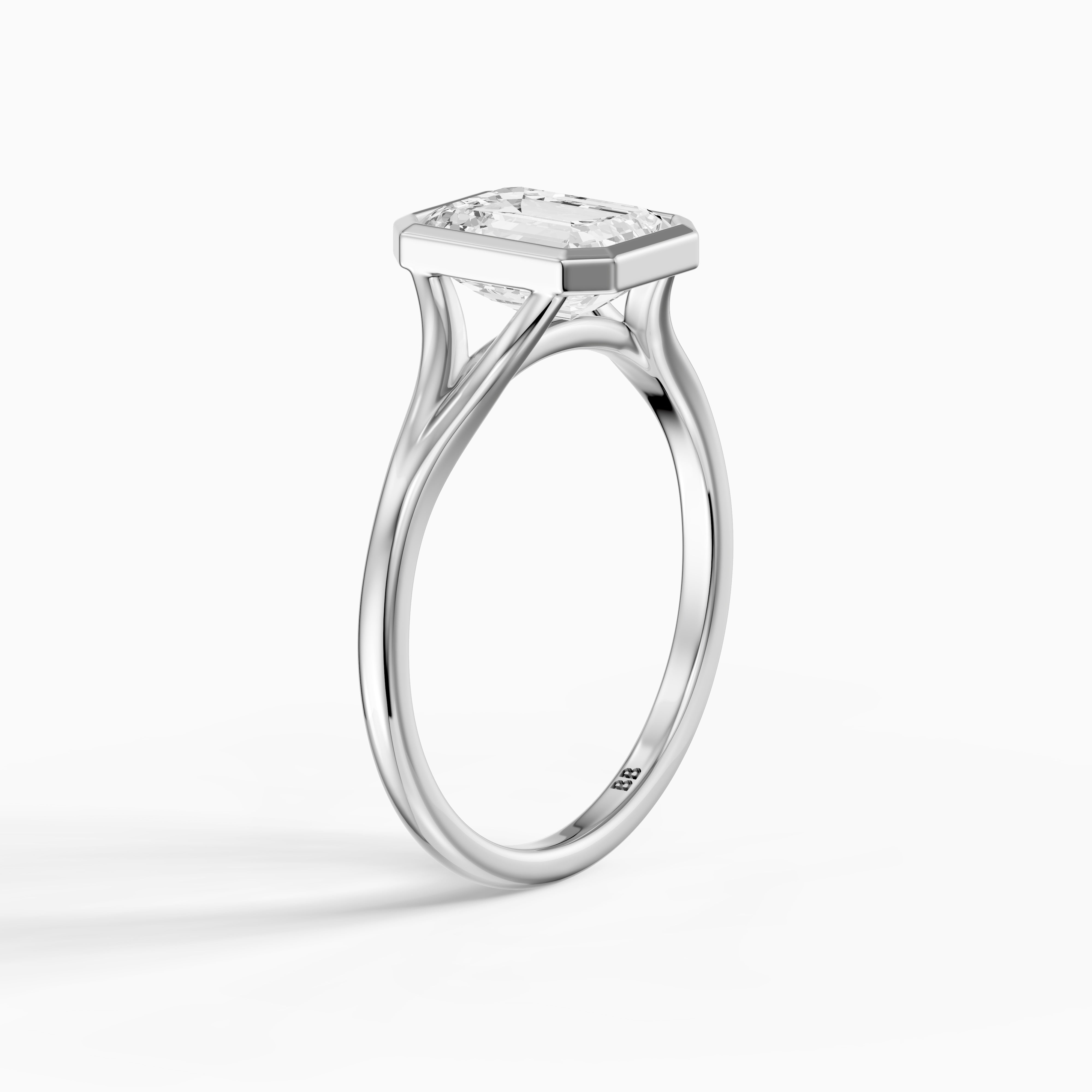 Milani Emerald Cut Lab Grown Diamond Bezel Solitaire Ring with Split Band