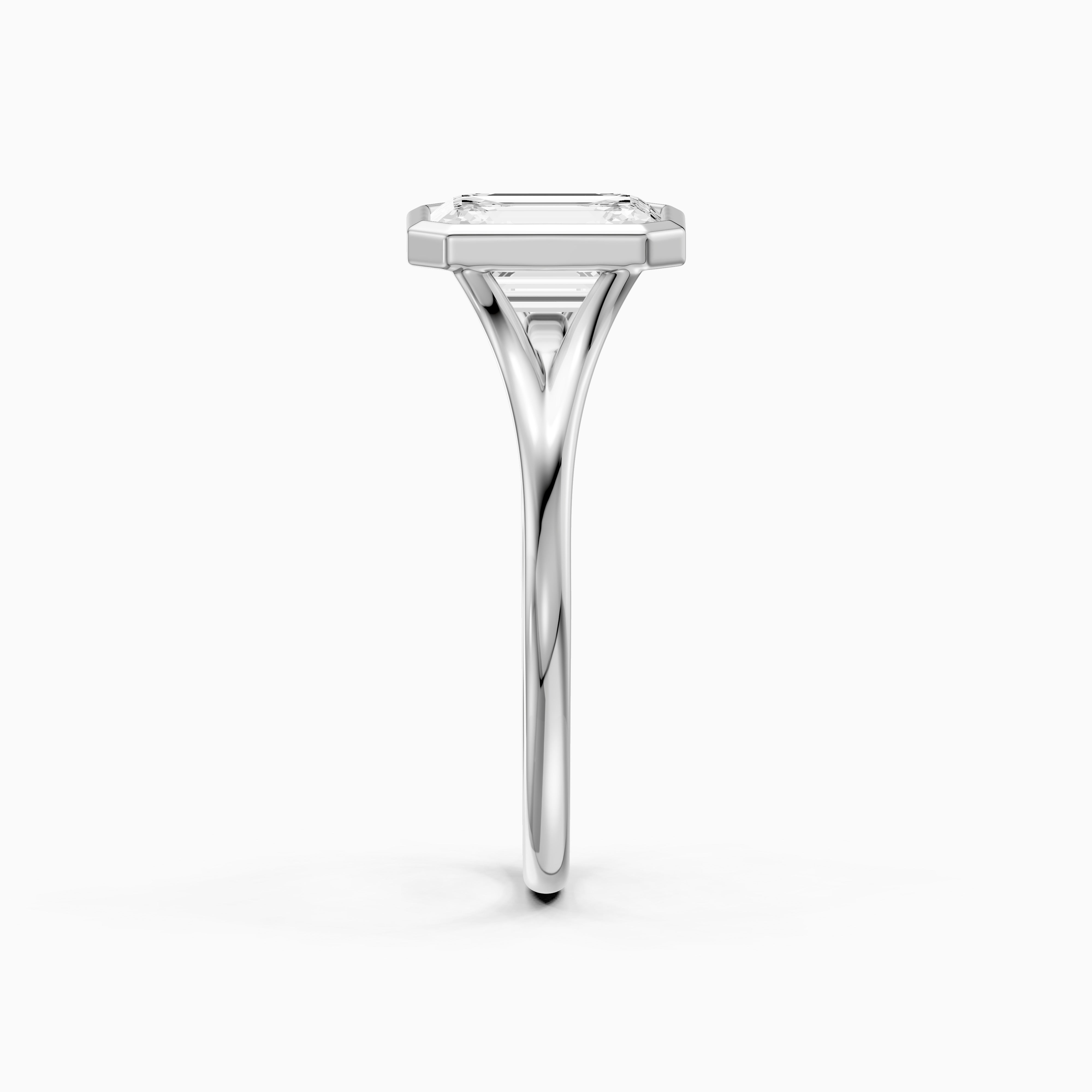 Milani Emerald Cut Lab Grown Diamond Bezel Solitaire Ring with Split Band