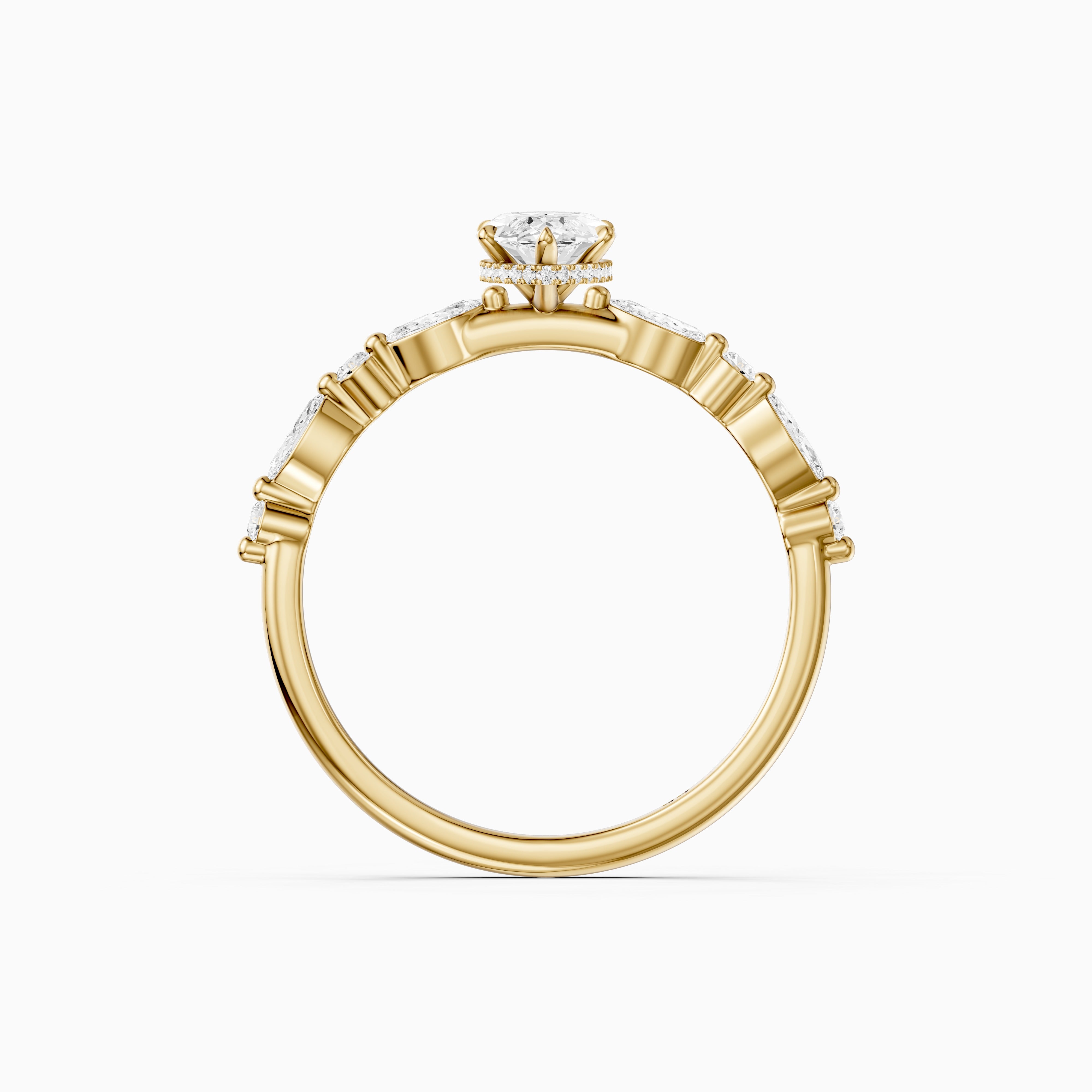 Daniela Marquise Lab Grown Diamond Side Stones Ring with Hidden Halo