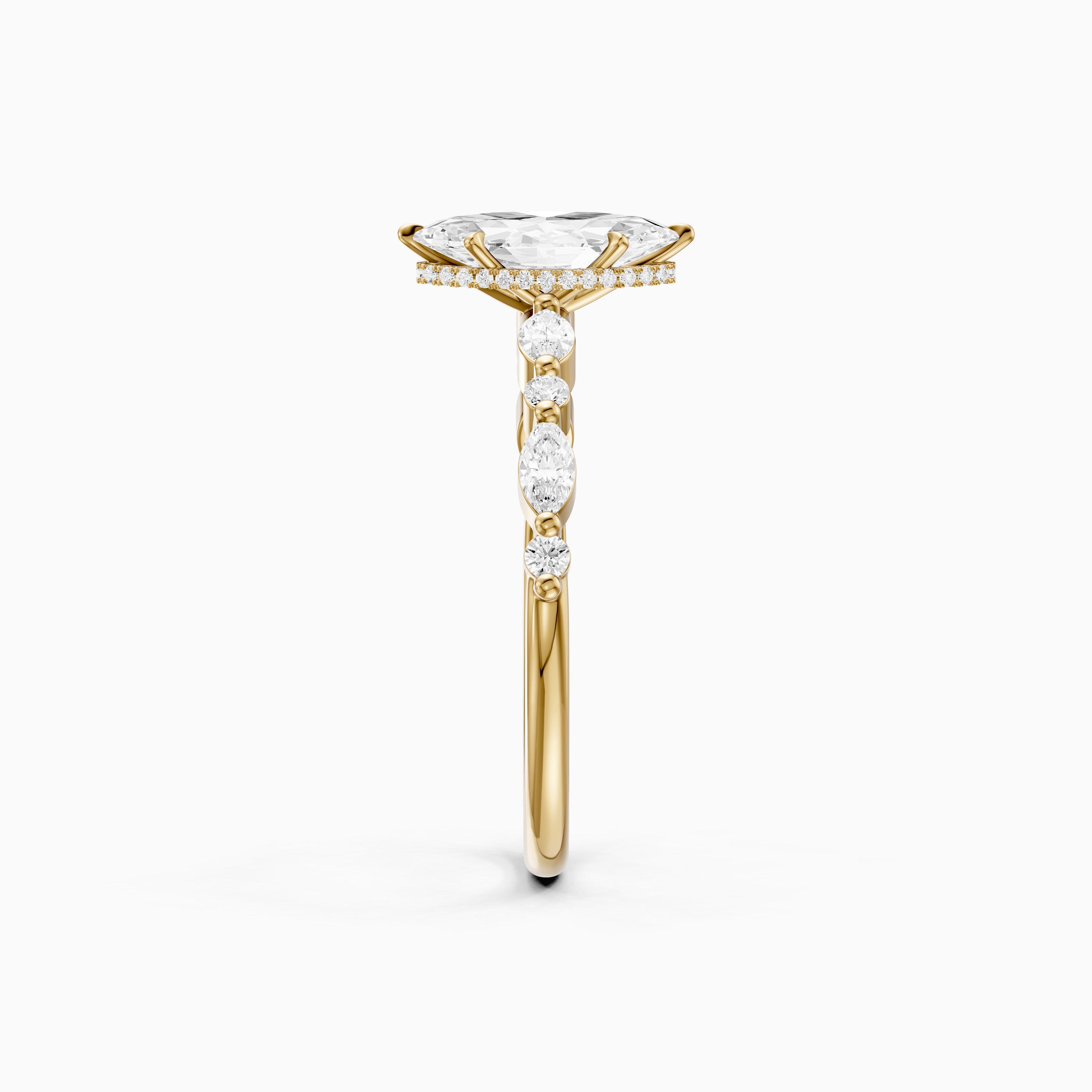 Daniela Marquise Lab Grown Diamond Side Stones Ring with Hidden Halo