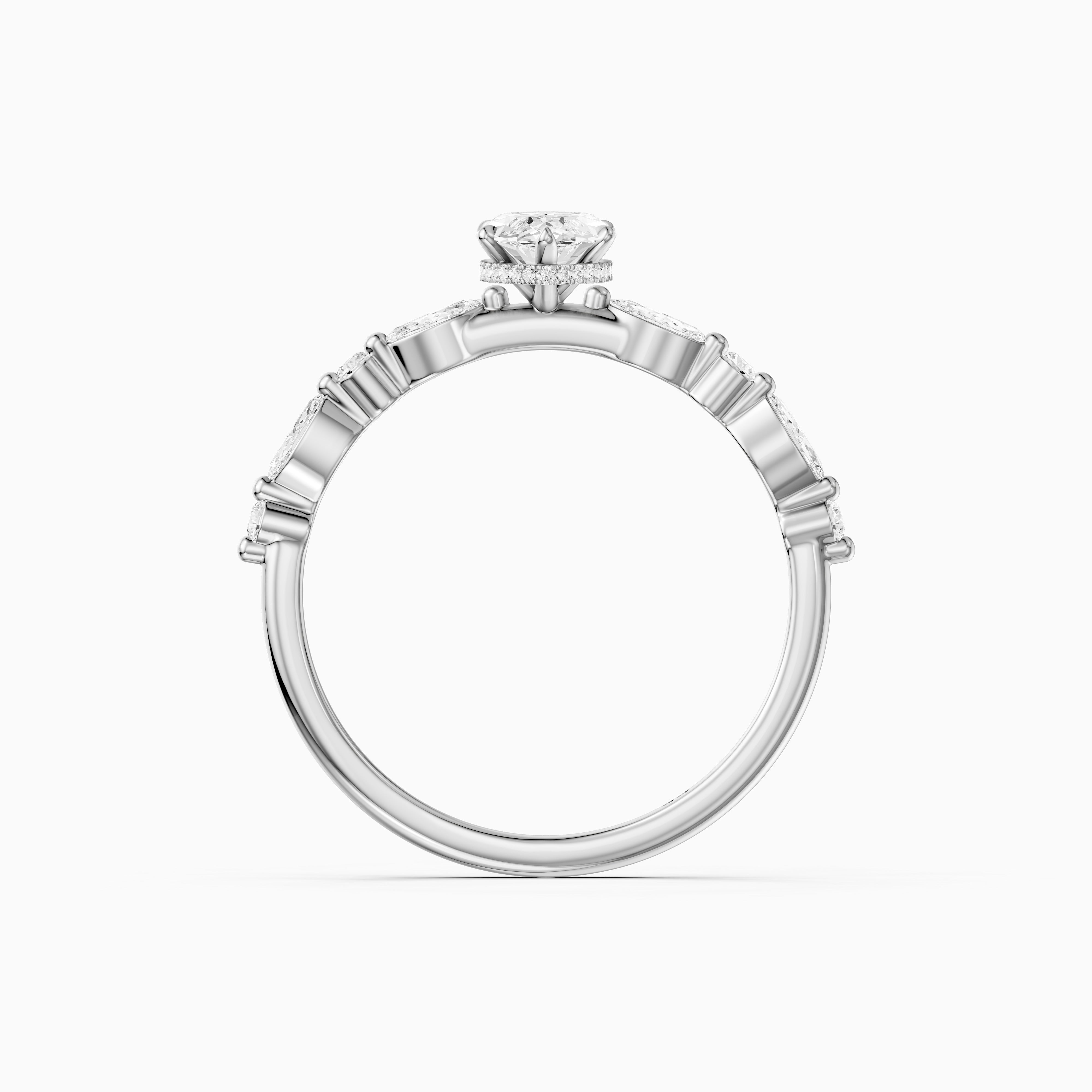 Daniela Marquise Lab Grown Diamond Side Stones Ring with Hidden Halo