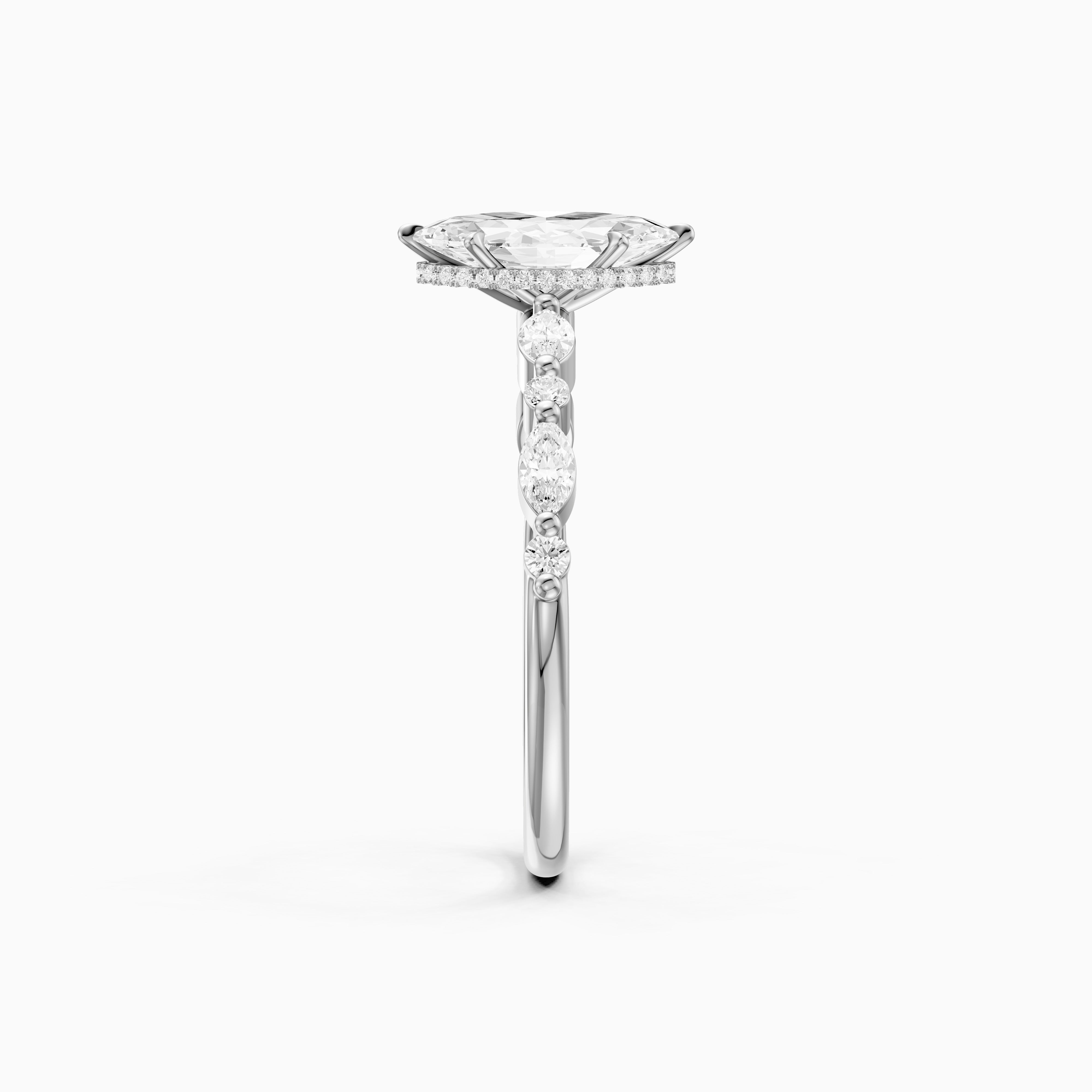 Daniela Marquise Lab Grown Diamond Side Stones Ring with Hidden Halo