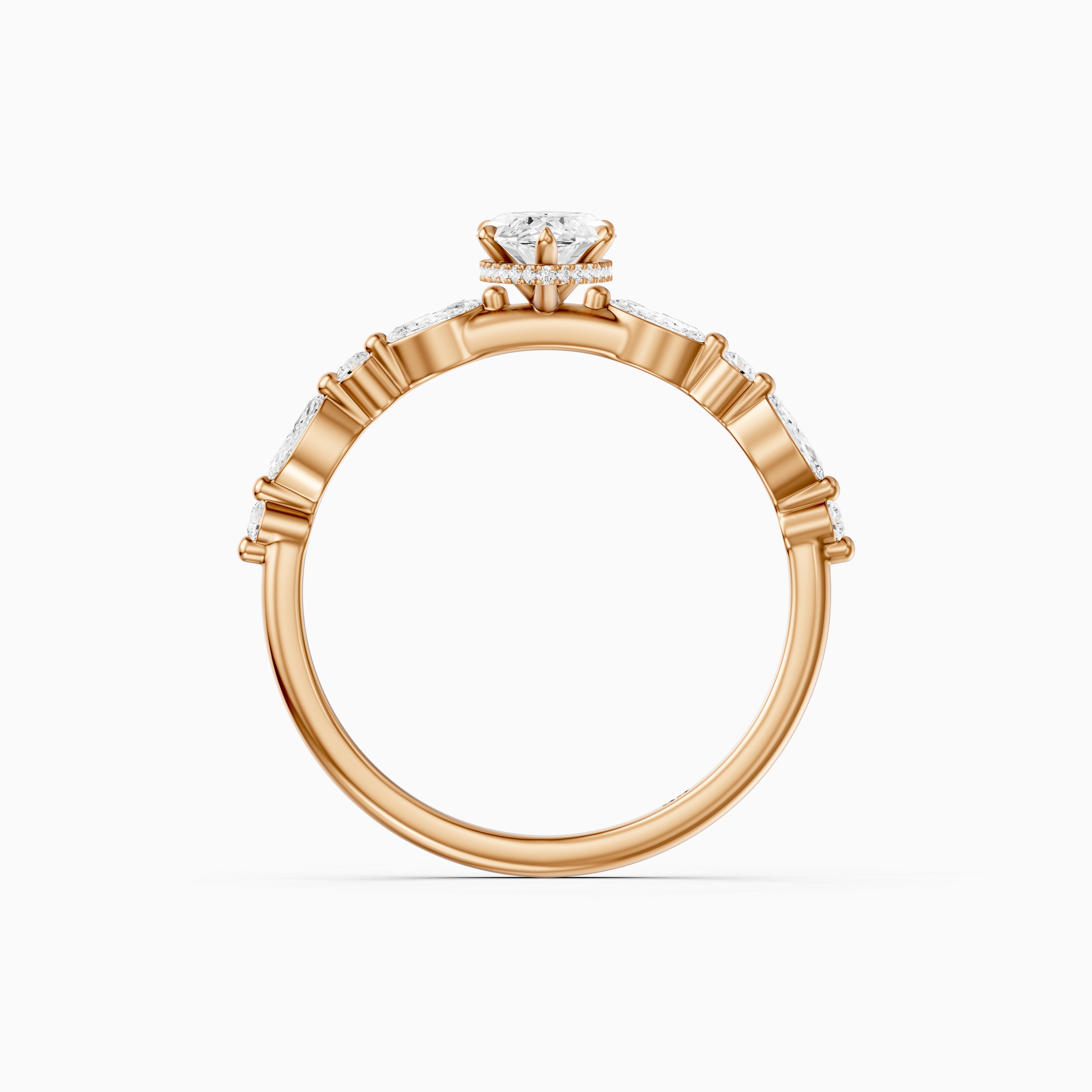 Daniela Marquise Lab Grown Diamond Side Stones Ring with Hidden Halo