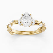 Alessia Oval Cut Secret Garden Lab Grown Diamond Ring with Side Stones