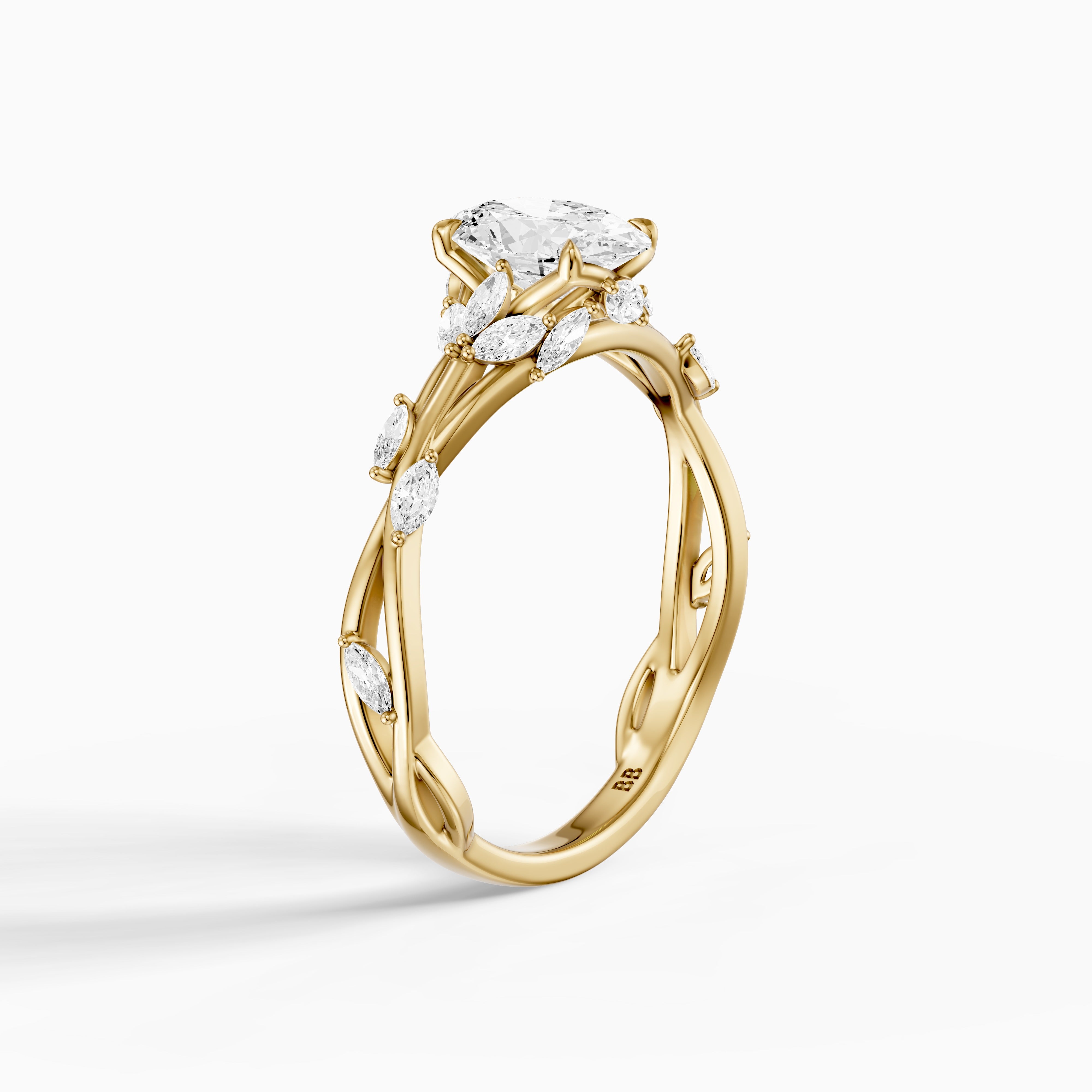 Alessia Oval Cut Secret Garden Lab Grown Diamond Ring with Side Stones