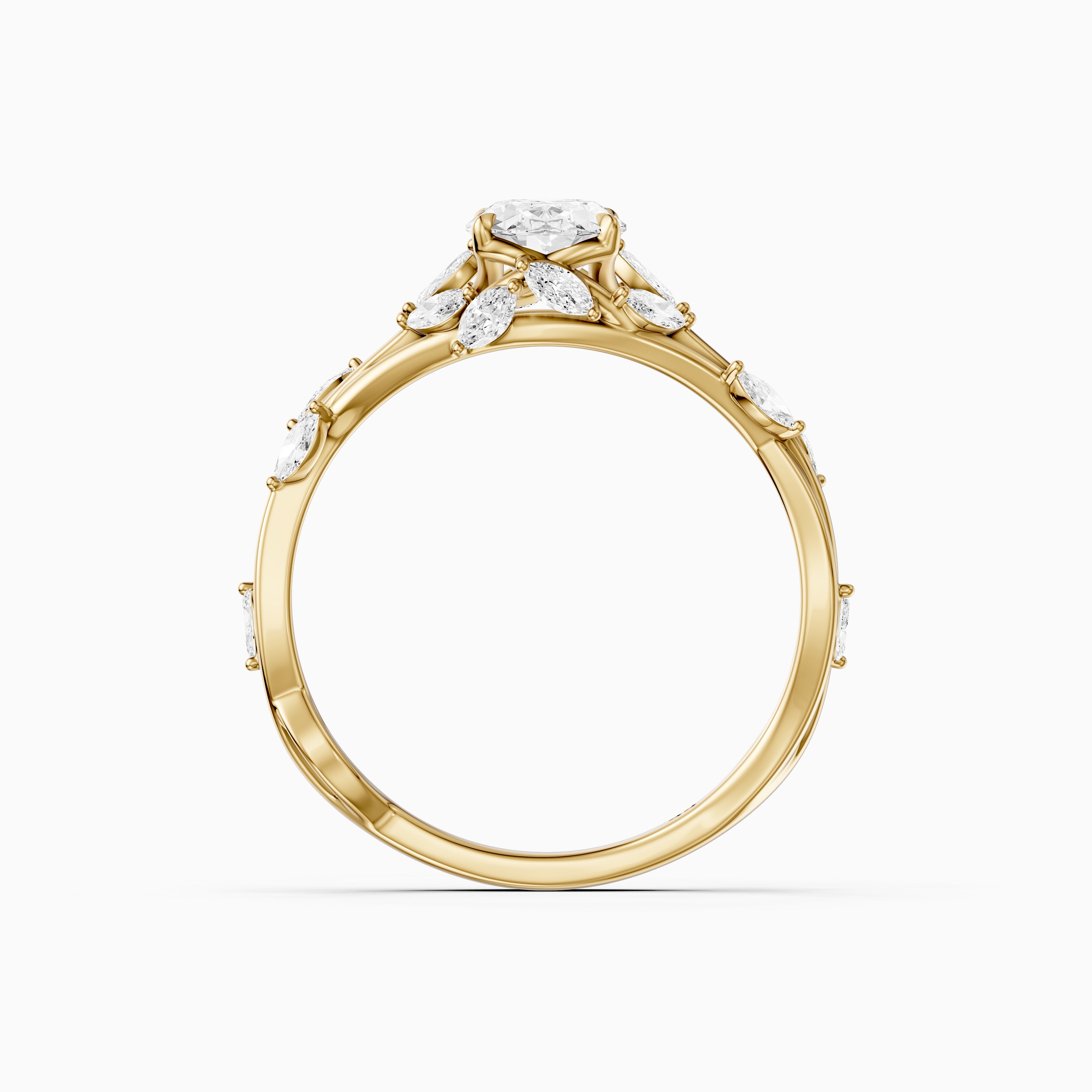 Alessia Oval Cut Secret Garden Moissanite Diamond Ring with Side Stones