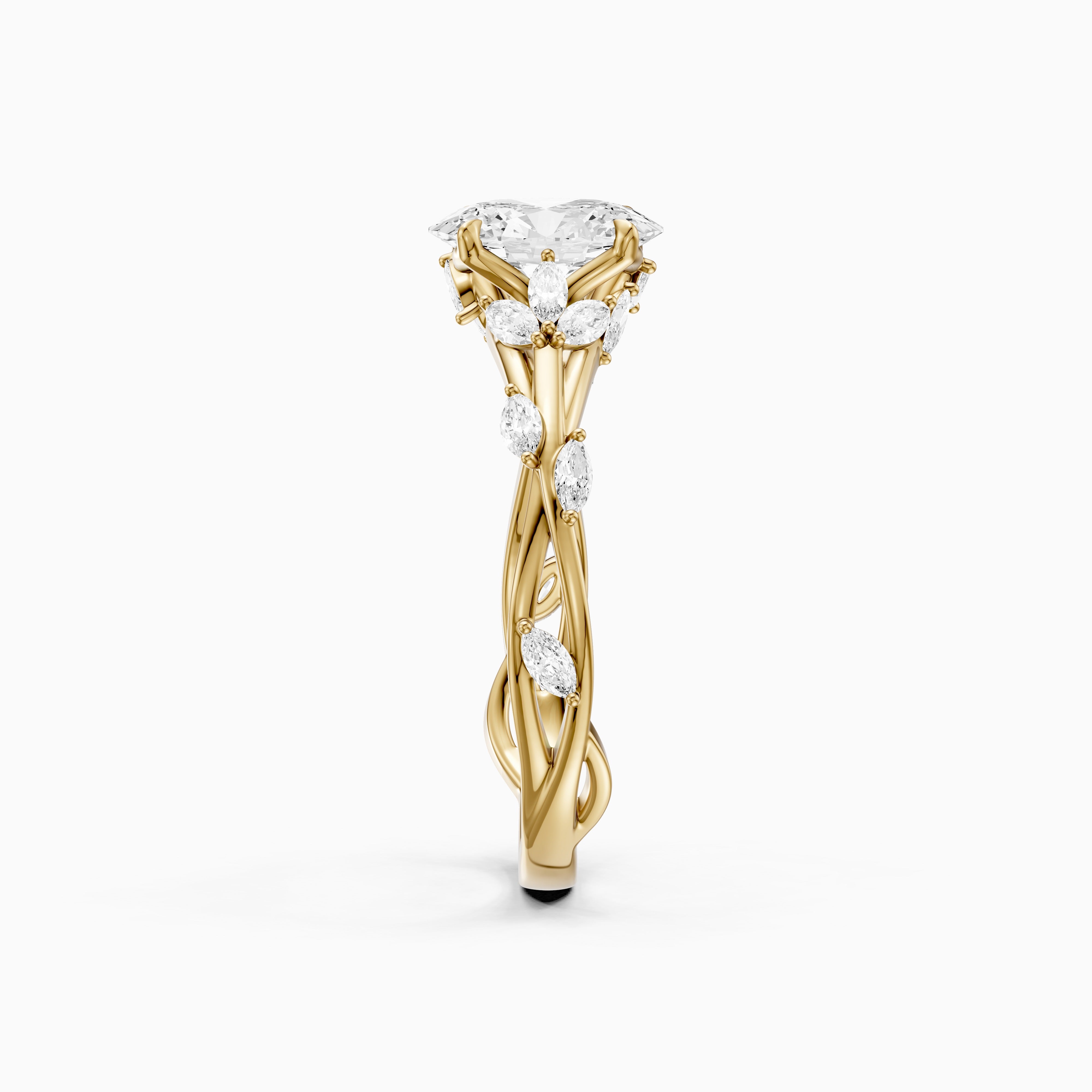 Alessia Oval Cut Secret Garden Moissanite Diamond Ring with Side Stones