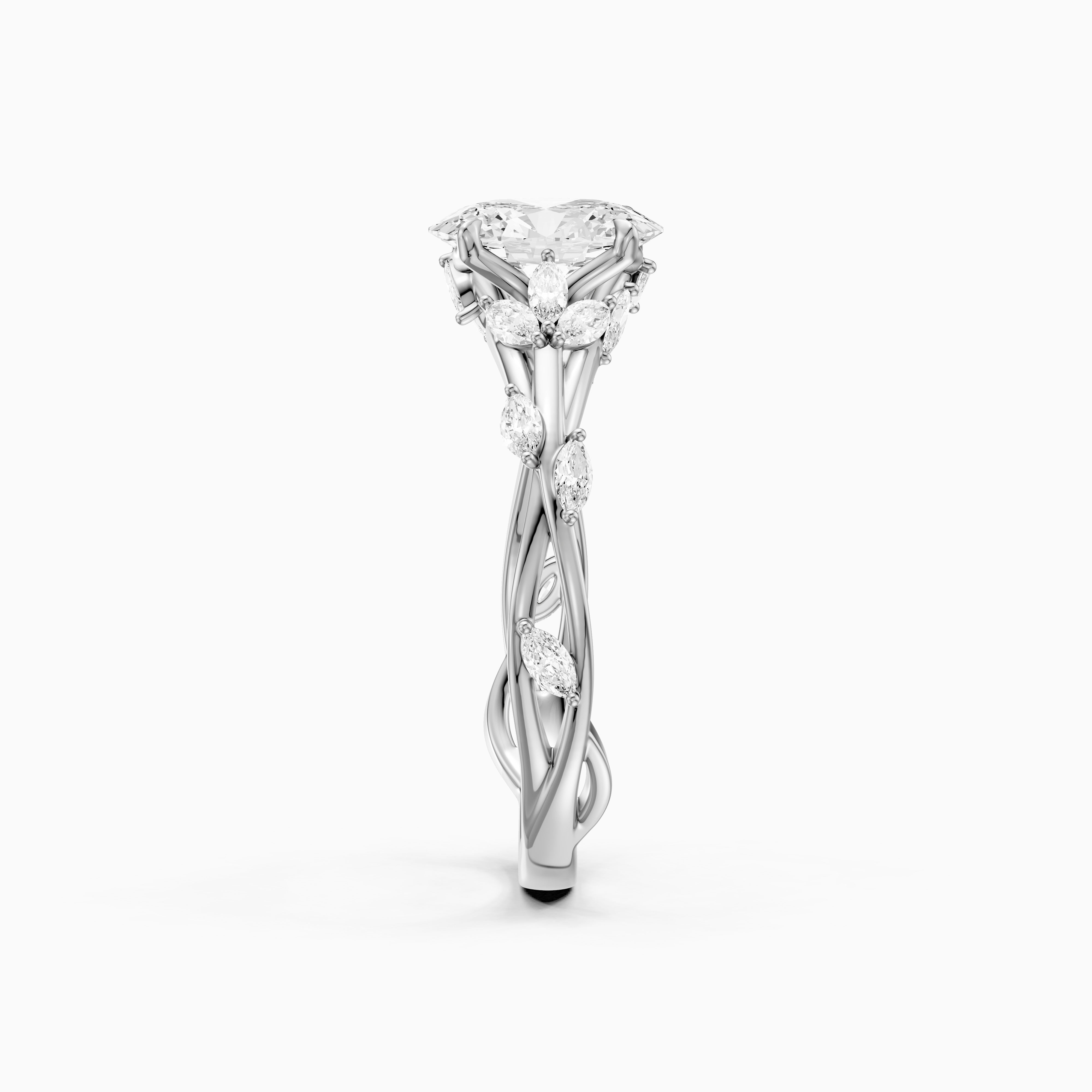 Alessia Oval Cut Secret Garden Moissanite Diamond Ring with Side Stones
