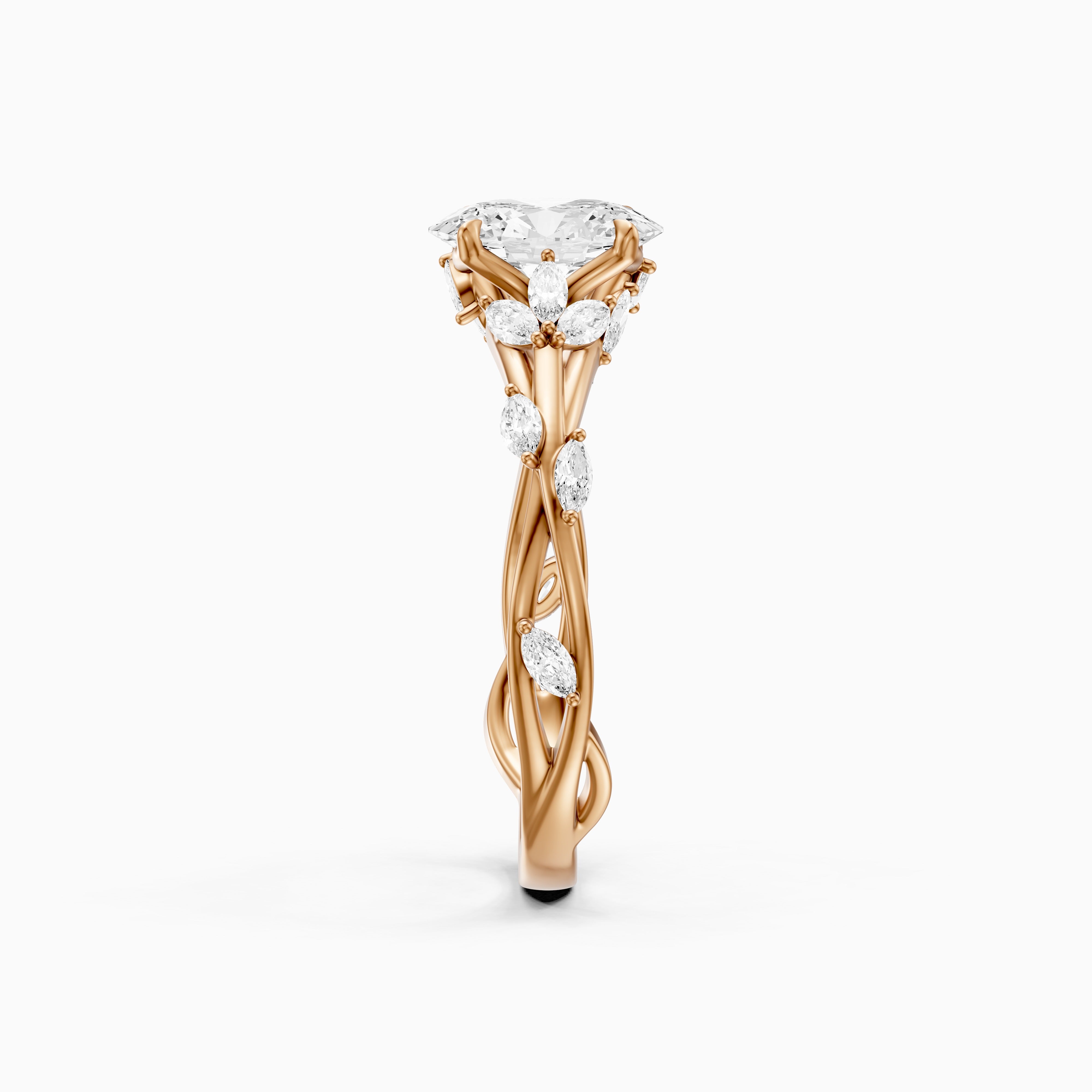 Alessia Oval Cut Secret Garden Moissanite Diamond Ring with Side Stones