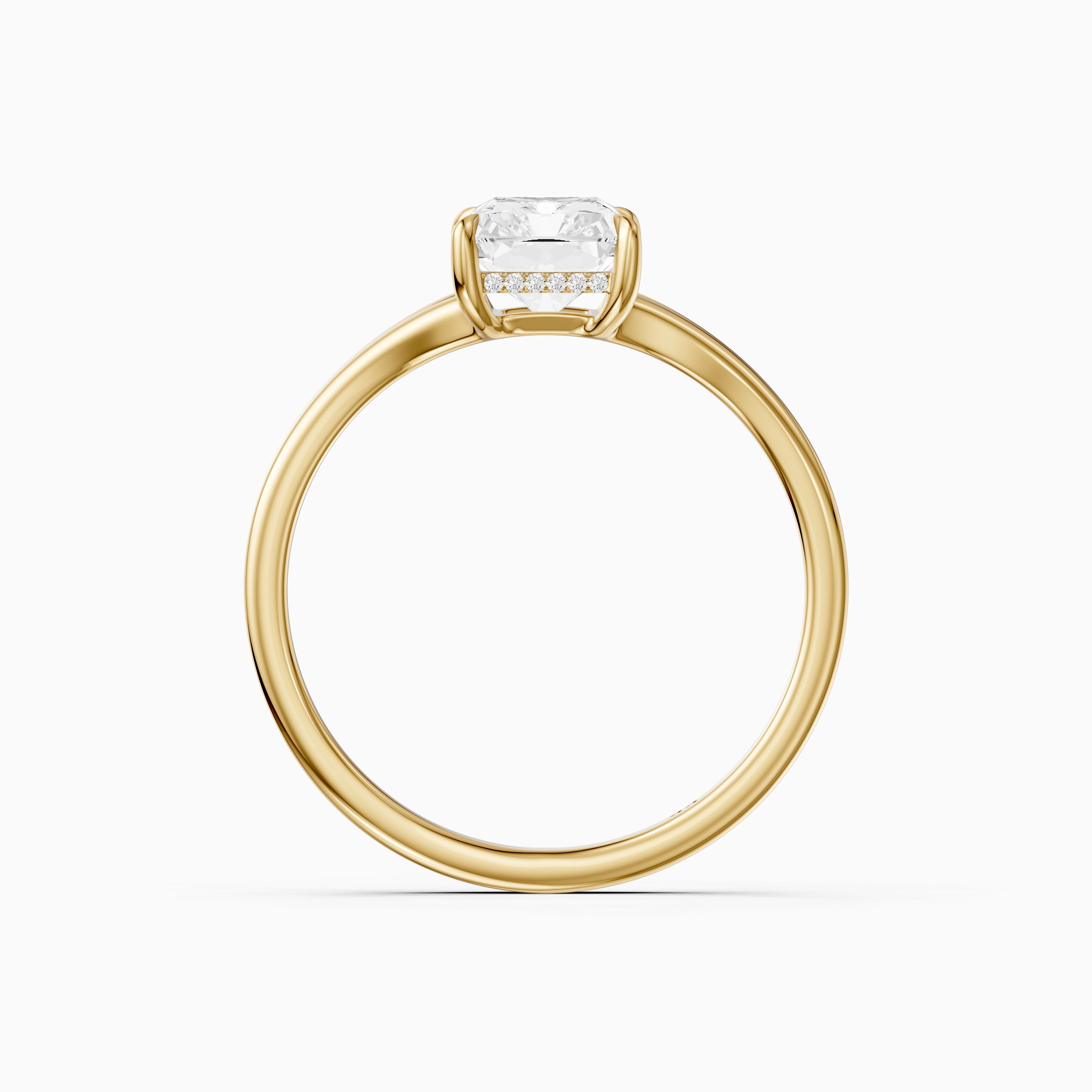 Angela Radiant Moissanite Diamond Split Shank Ring with Hidden Halo